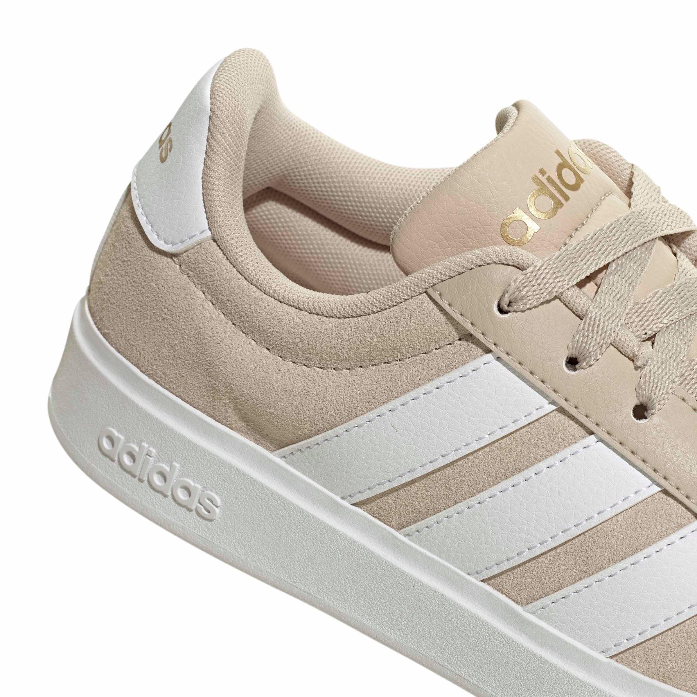 adidas Streettalk "Wonder Beige/Ftwr White/Gold Metallic" Grade School Girls' Shoe - BEIGE/WHITE/GOLD