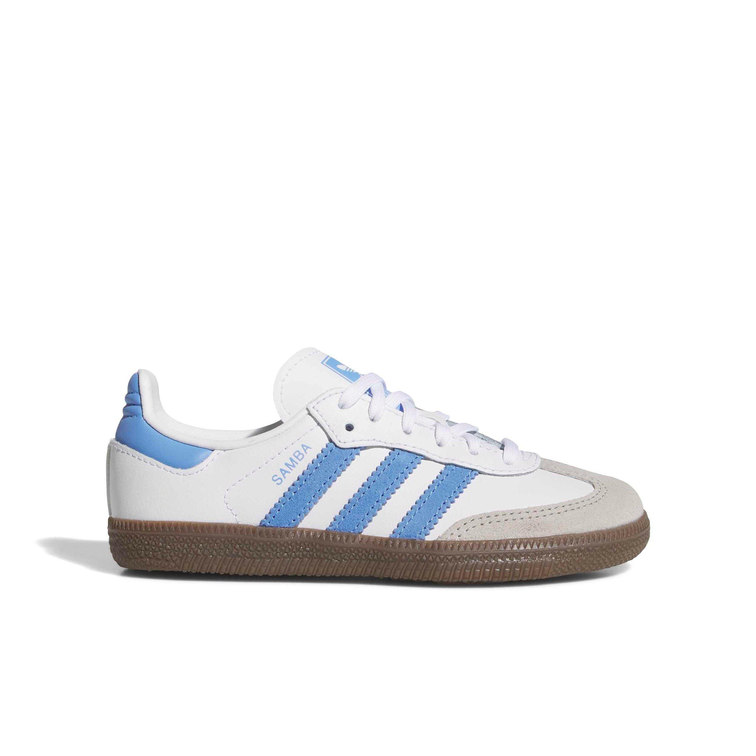 adidas Originals Samba OG "Ftwr White/Blue Fusion/Gum 5" Preschool Girls' Shoe - WHITE/BLUE/GUM
