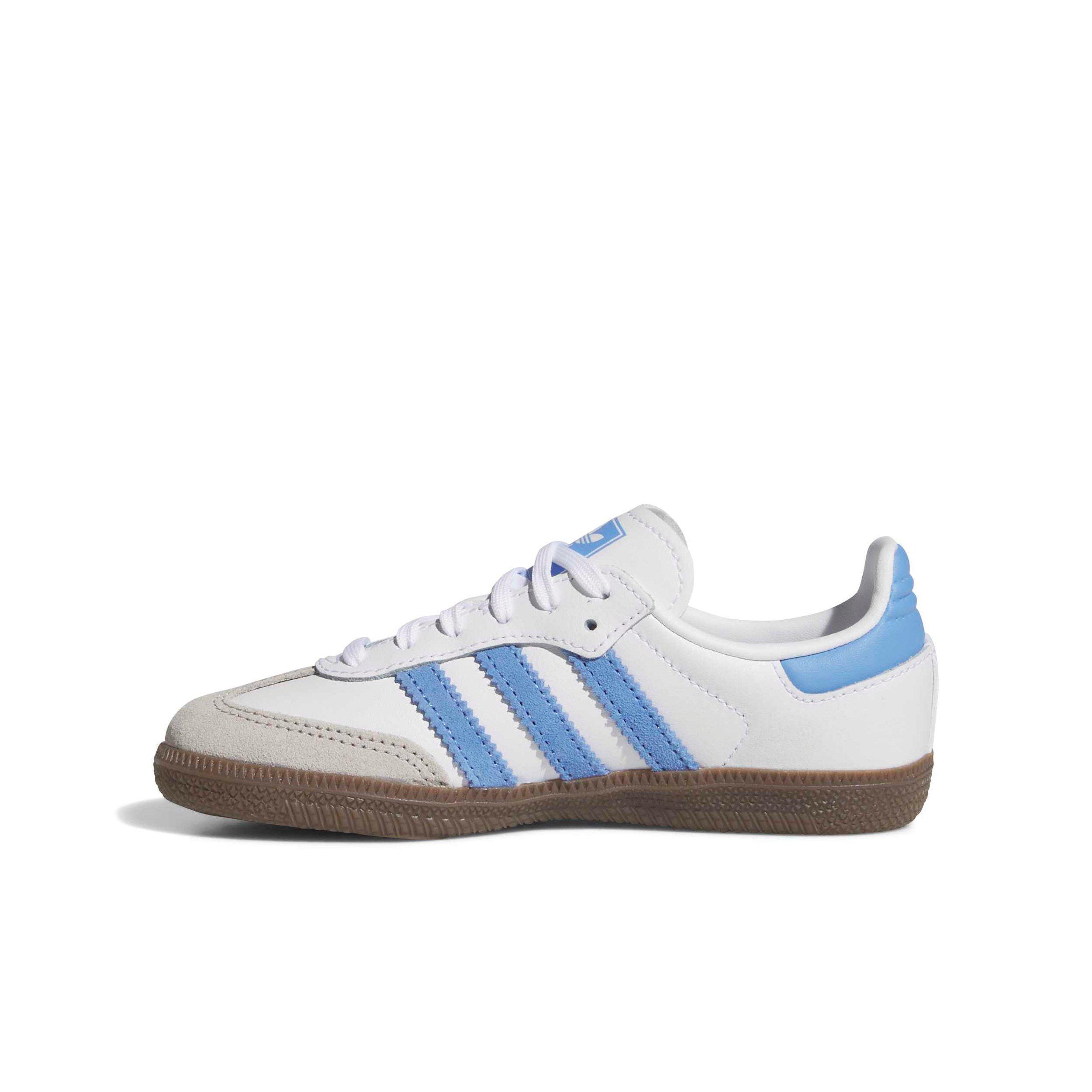 adidas Originals Samba OG "Ftwr White/Blue Fusion/Gum 5" Preschool Girls' Shoe - WHITE/BLUE/GUM
