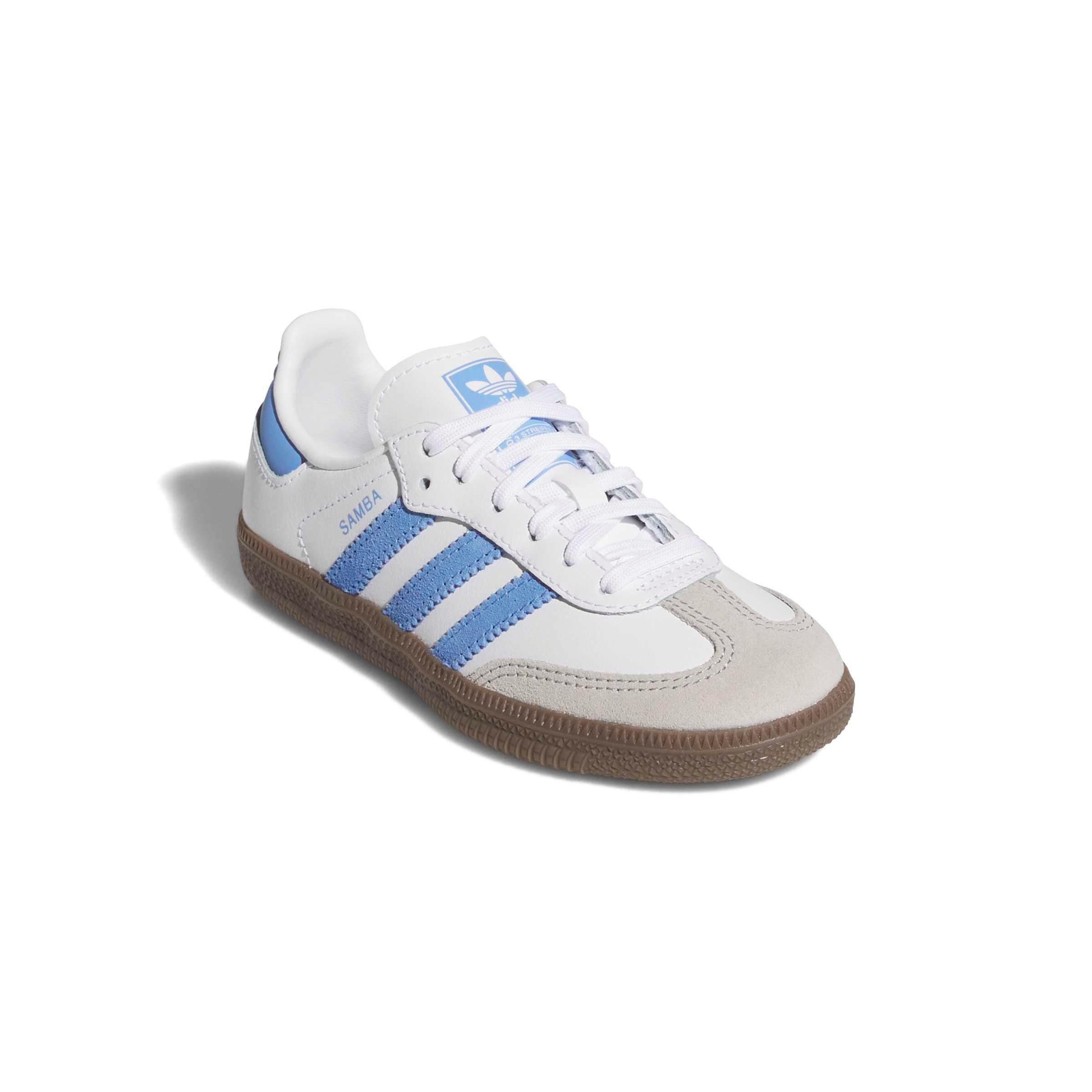 adidas Originals Samba OG "Ftwr White/Blue Fusion/Gum 5" Preschool Girls' Shoe - WHITE/BLUE/GUM