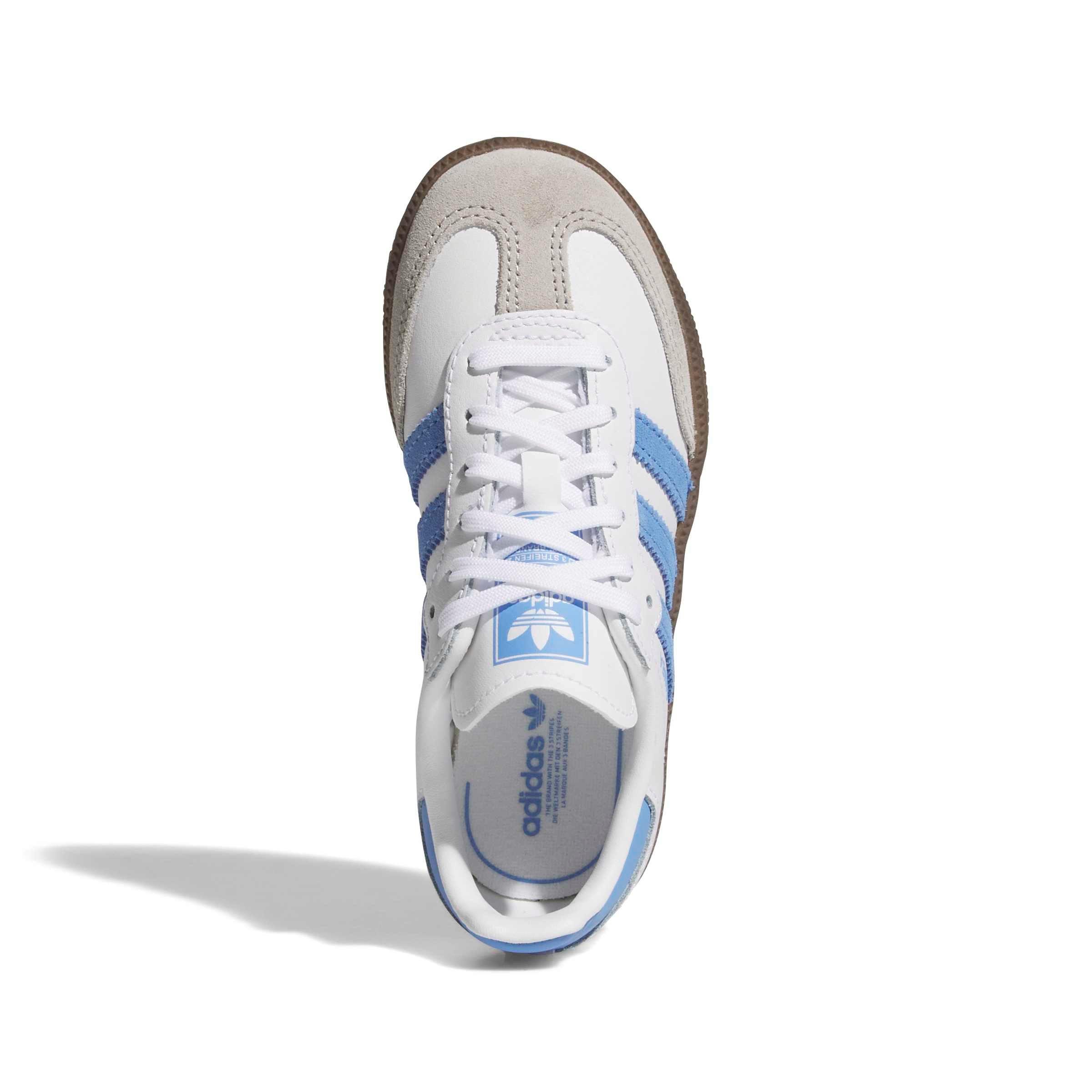 adidas Originals Samba OG "Ftwr White/Blue Fusion/Gum 5" Preschool Girls' Shoe - WHITE/BLUE/GUM