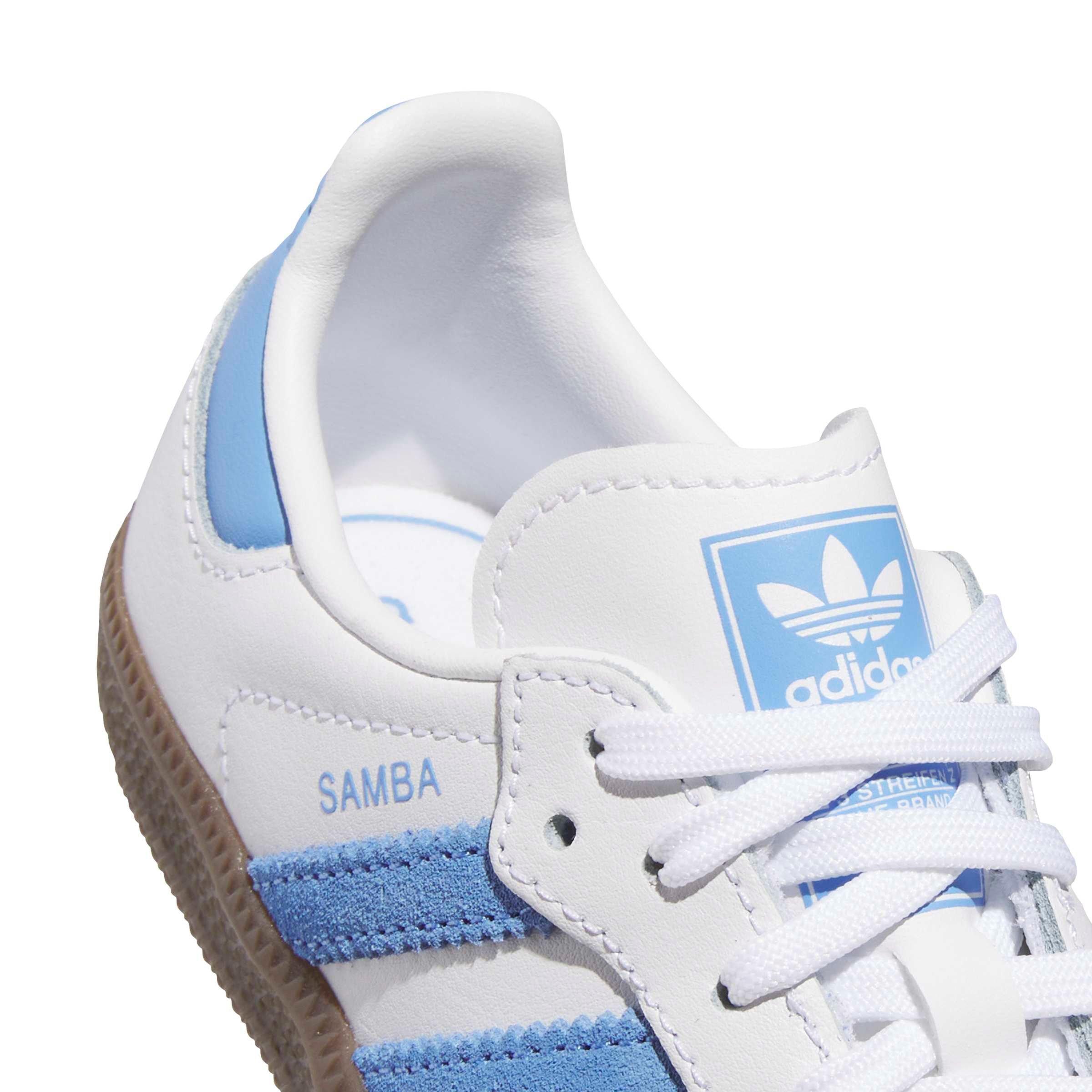 adidas Originals Samba OG "Ftwr White/Blue Fusion/Gum 5" Preschool Girls' Shoe - WHITE/BLUE/GUM
