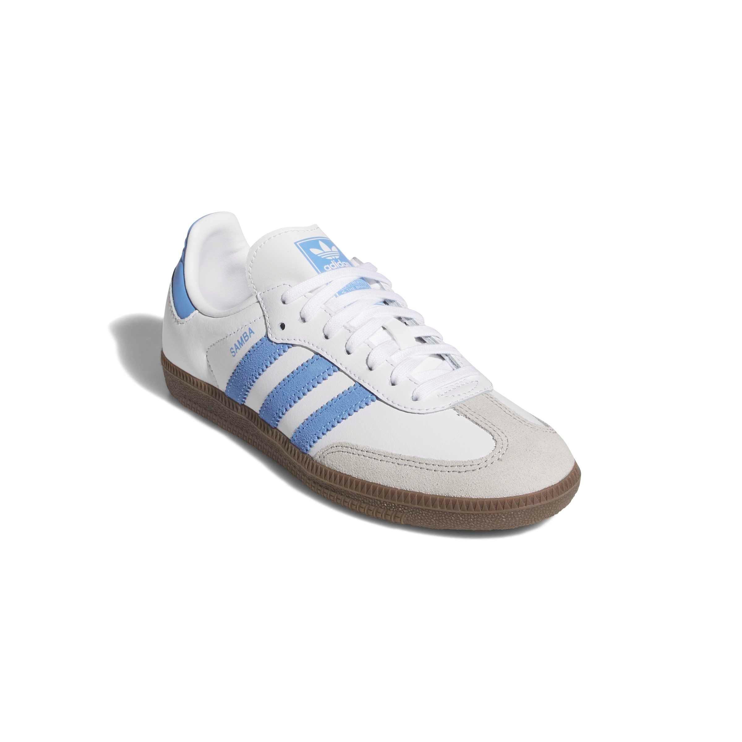 adidas Originals Samba OG "Ftwr White/Blue Fusion/Gum 5" Grade School Boys' Shoe - WHITE/BLUE/GUM