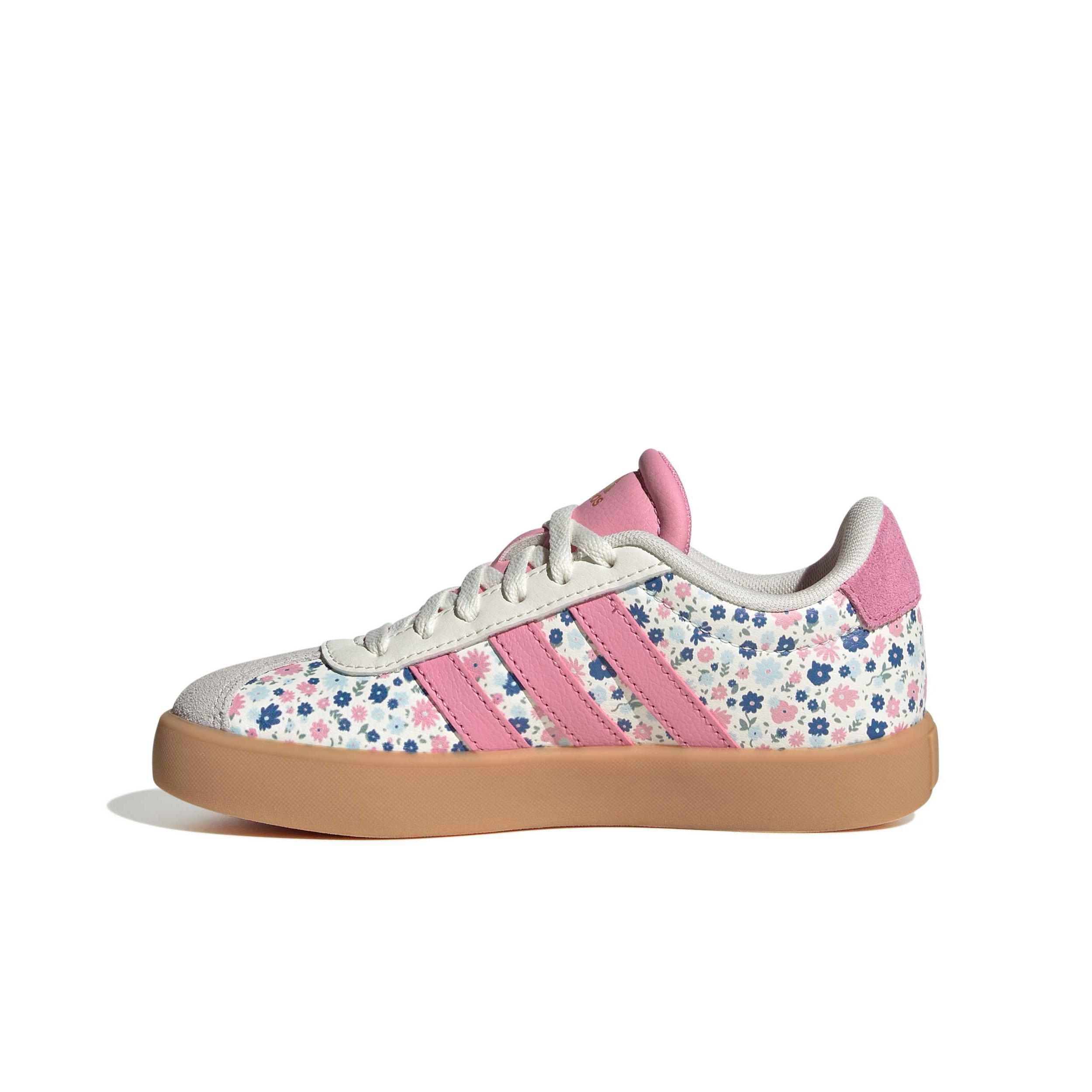 adidas VL Court 3.0 "Off White/St Tropic Bloom/Ice Blue" Preschool Girls' Shoe - OFF WHITE/BLOOM/BLUE
