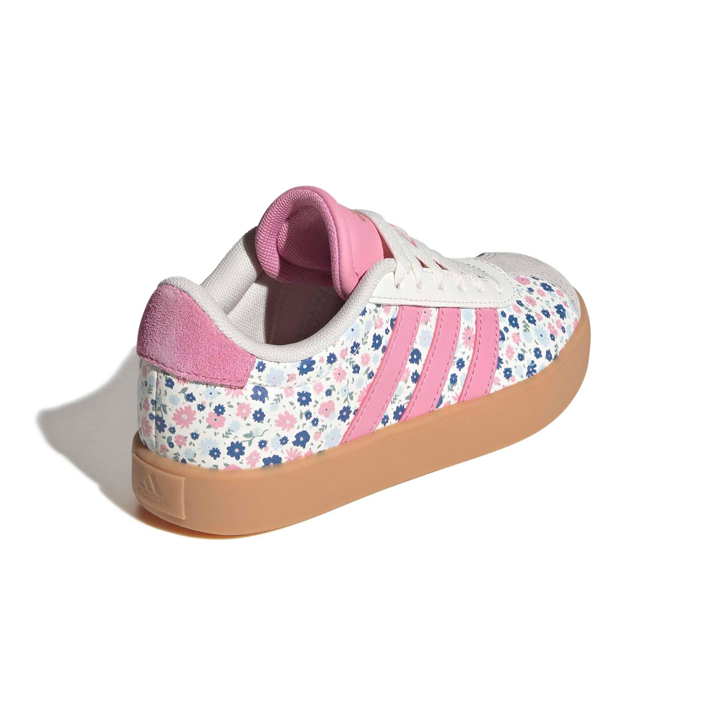 adidas VL Court 3.0 "Off White/St Tropic Bloom/Ice Blue" Preschool Girls' Shoe - OFF WHITE/BLOOM/BLUE