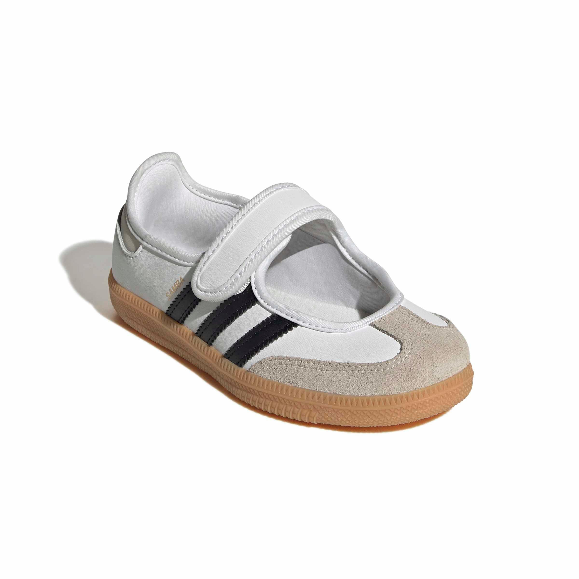 adidas Originals Samba Jane "Ftwr White/Core Black/Gum 3" Preschool Girls' Shoe - WHITE/BLACK/GUM