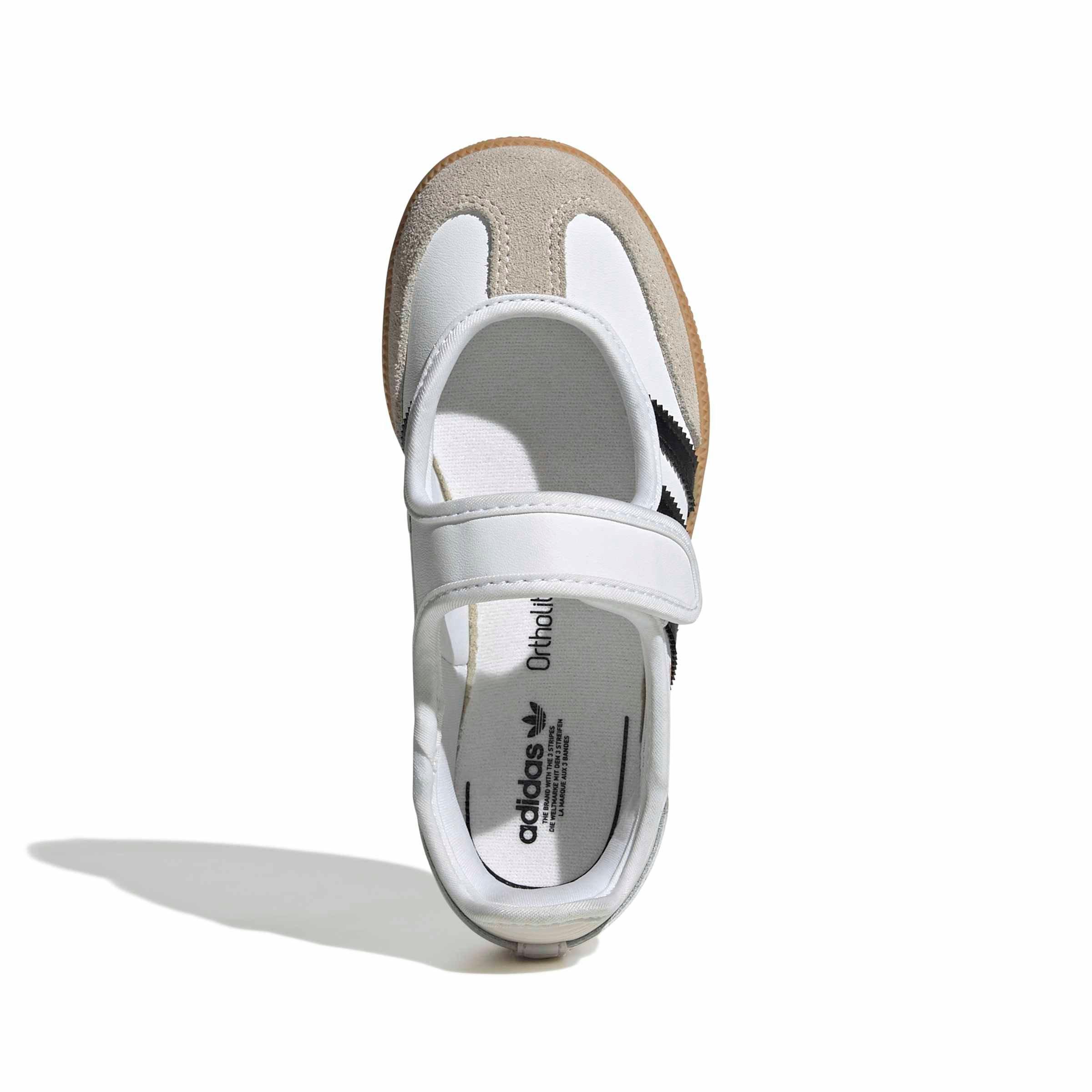 adidas Originals Samba Jane "Ftwr White/Core Black/Gum 3" Preschool Girls' Shoe - WHITE/BLACK/GUM