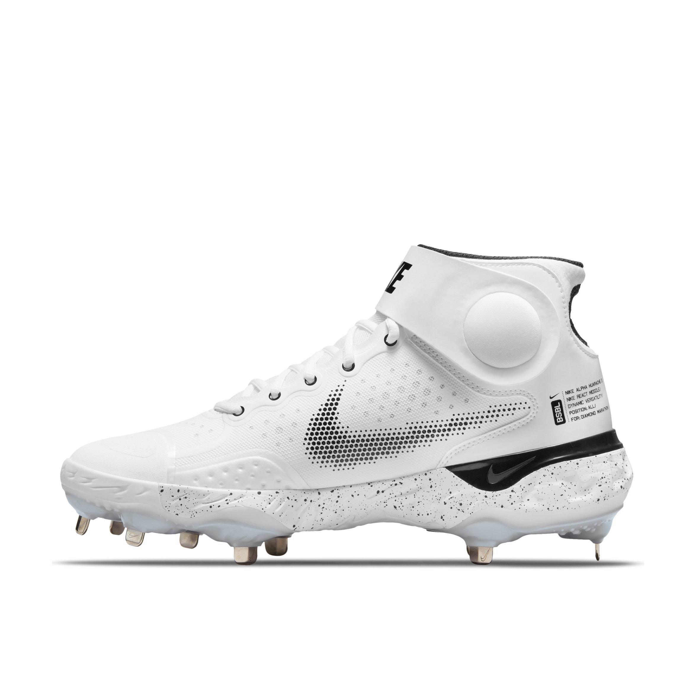 Nike Alpha Huarache Elite 3 Mid "White/Black/Photon Dust/Bright Crimson" Men's Baseball Cleat - WHITE Thumbnail View 2