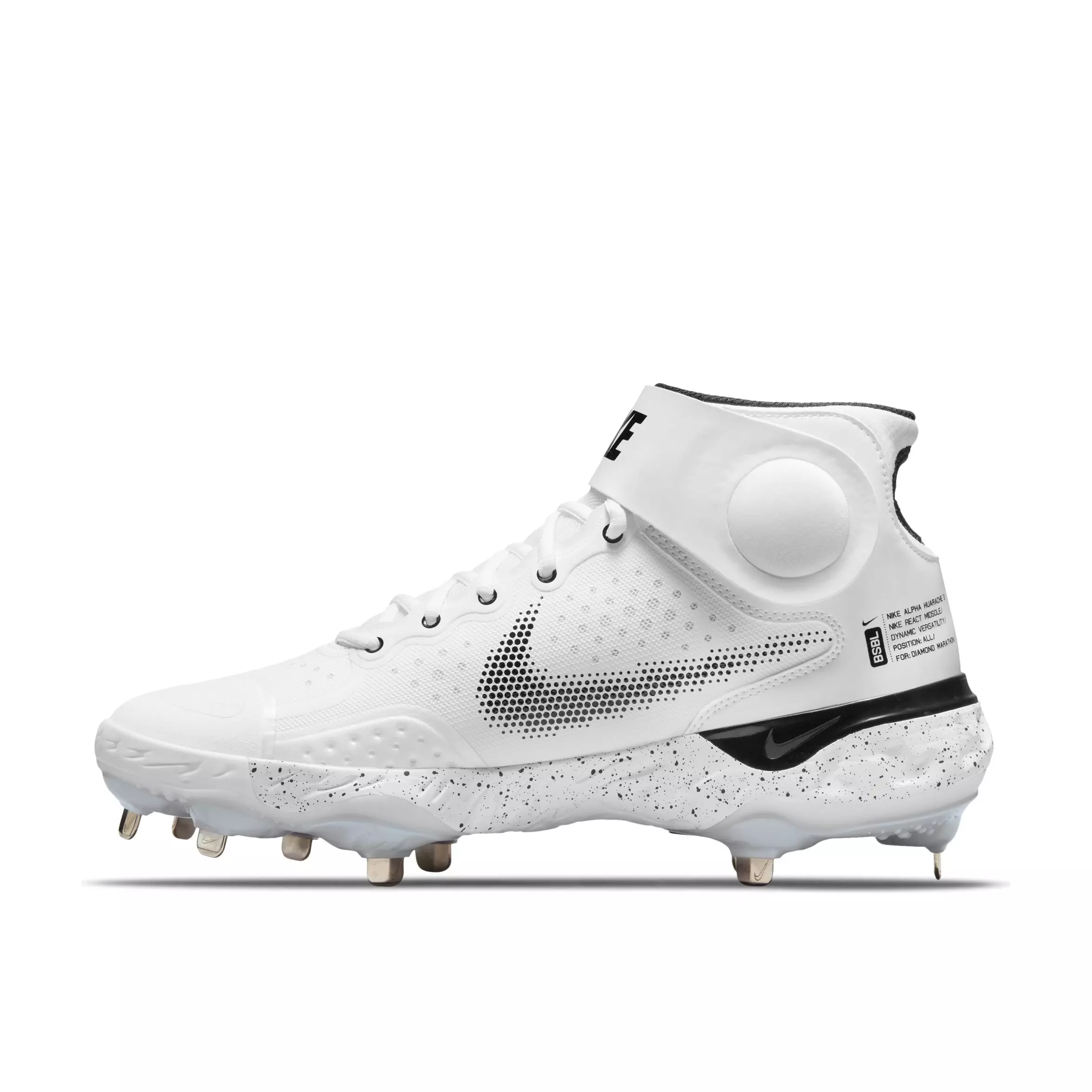 Nike Alpha Huarache Elite 3 Mid "White/Black/Photon Dust/Bright Crimson" Men's Baseball Cleat - WHITE