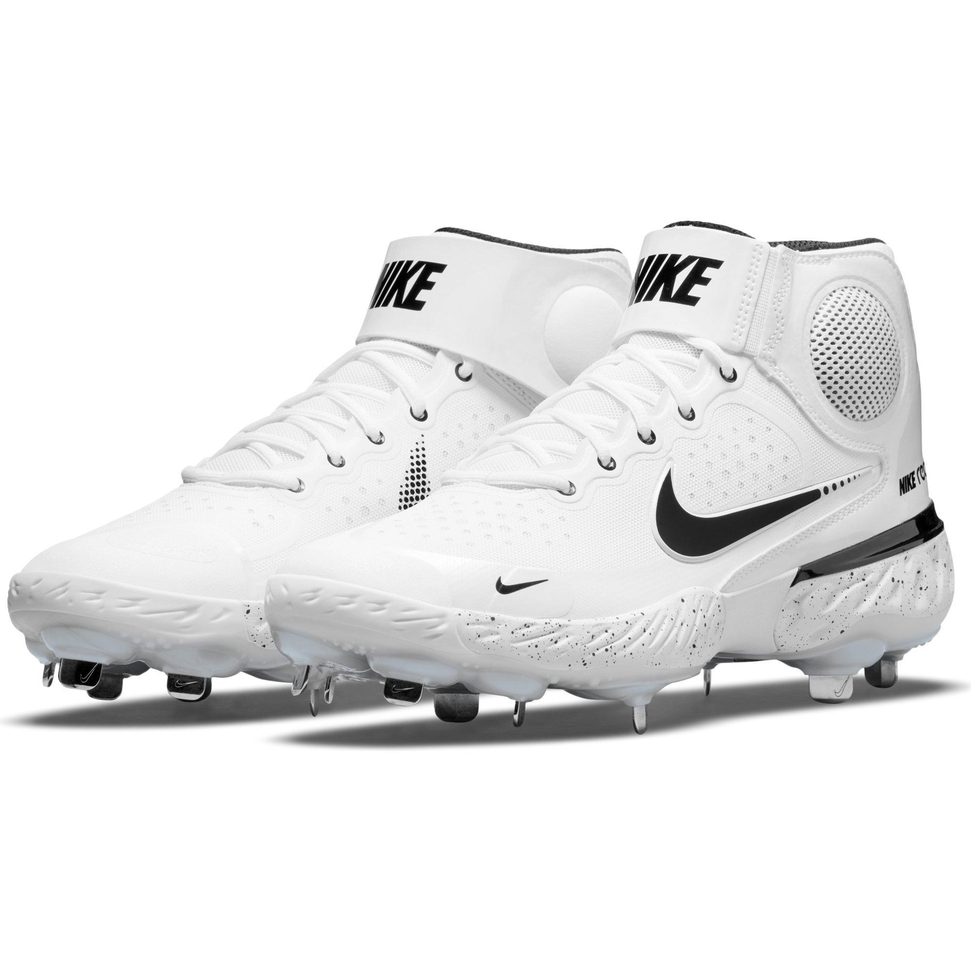 Nike Alpha Huarache Elite 3 Mid "White/Black/Photon Dust/Bright Crimson" Men's Baseball Cleat - WHITE Thumbnail View 3