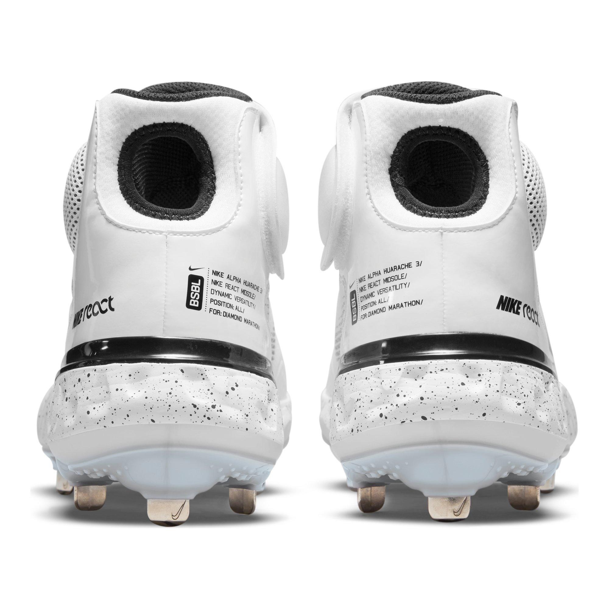 Nike Alpha Huarache Elite 3 Mid "White/Black/Photon Dust/Bright Crimson" Men's Baseball Cleat - WHITE Thumbnail View 5