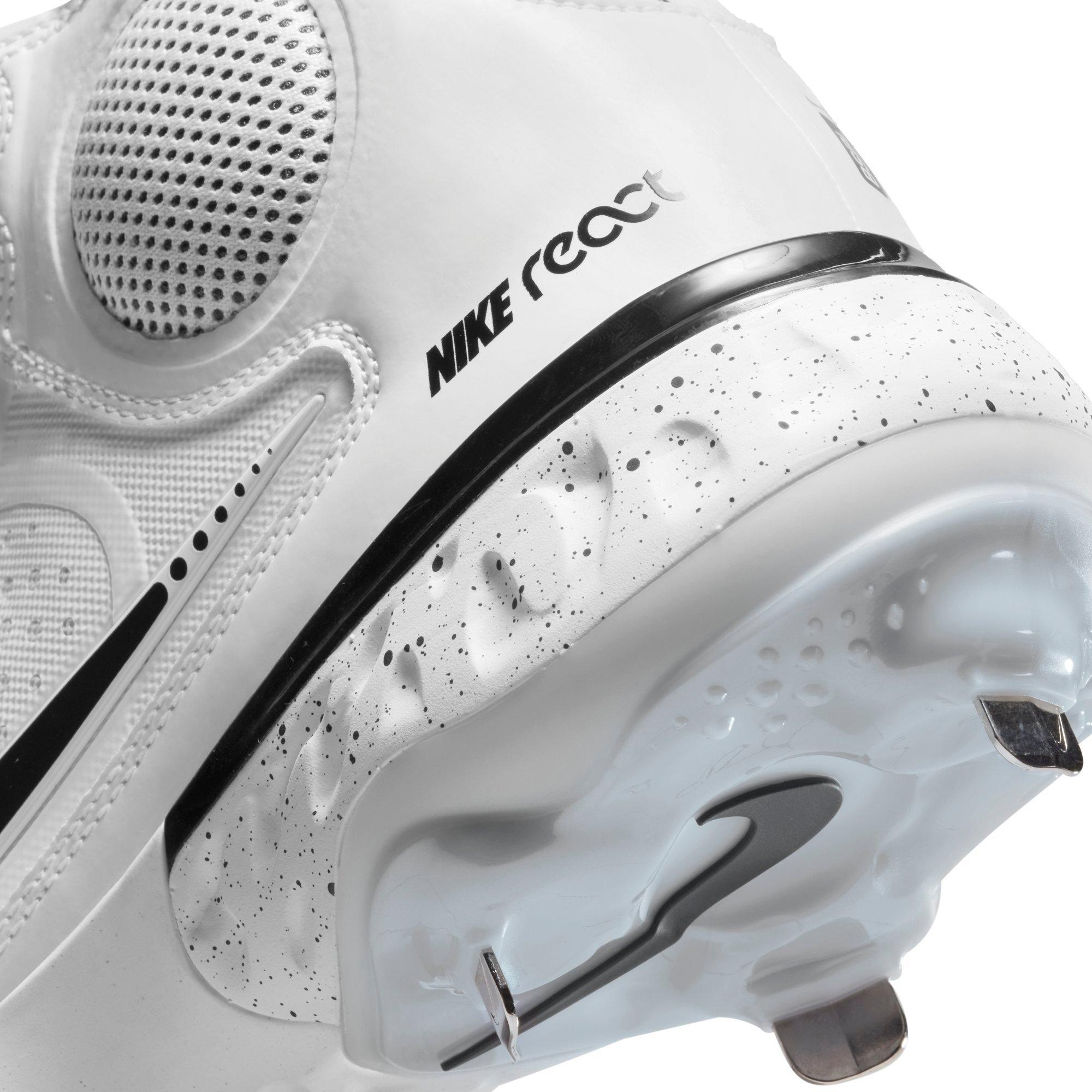 Nike Alpha Huarache Elite 3 Mid "White/Black/Photon Dust/Bright Crimson" Men's Baseball Cleat - WHITE Thumbnail View 8