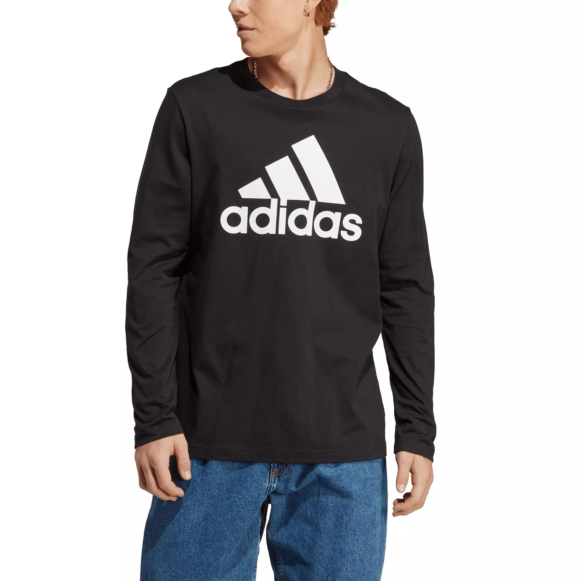 adidas Men's Essentials Long-Sleeve T-Shirt-Black - BLACK