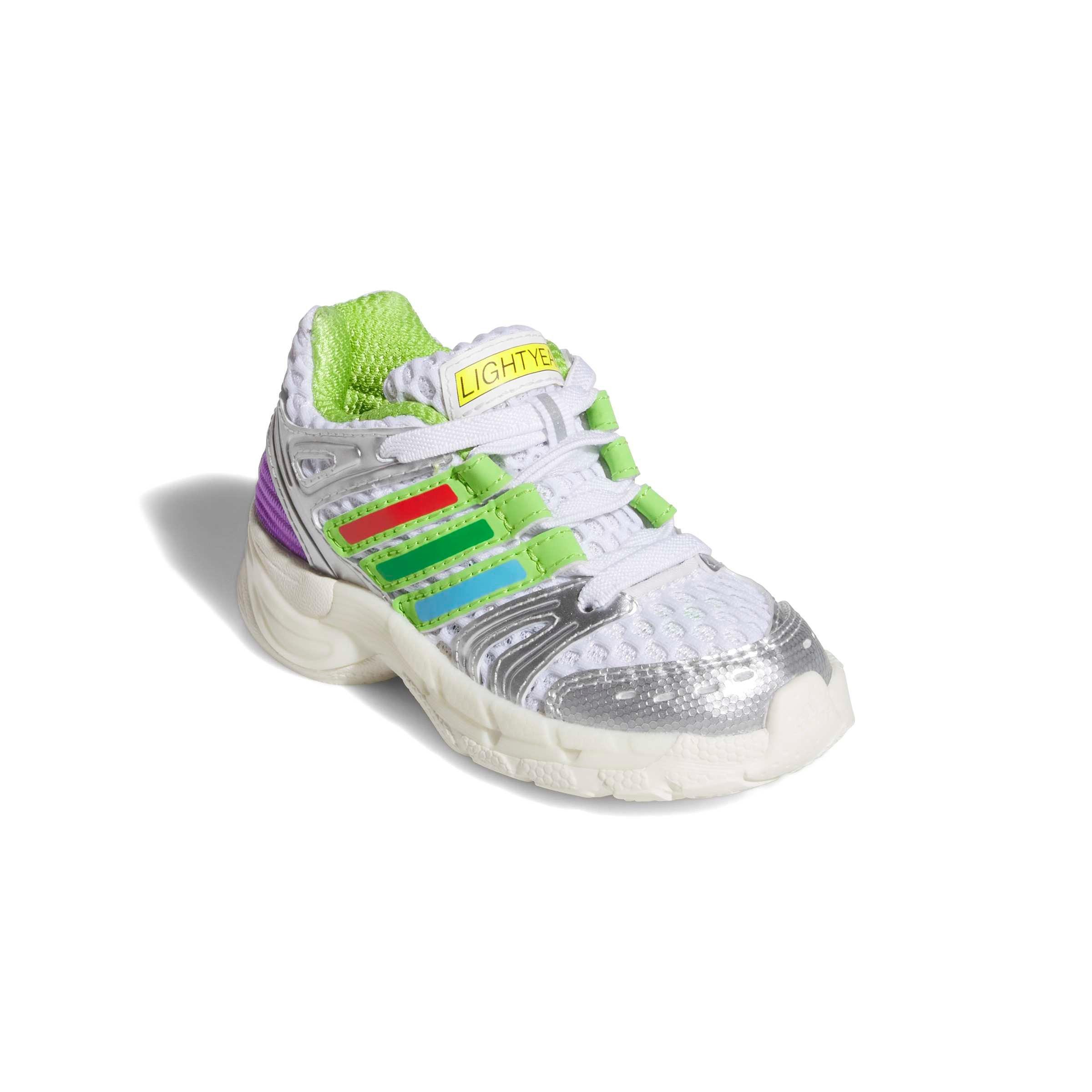 adidas Originals Pixar Toy Story Adistar Control 5 EL "White/Solar Slime/Silver" Infant Boys' Shoe - WHITE/SLIME/SILVER