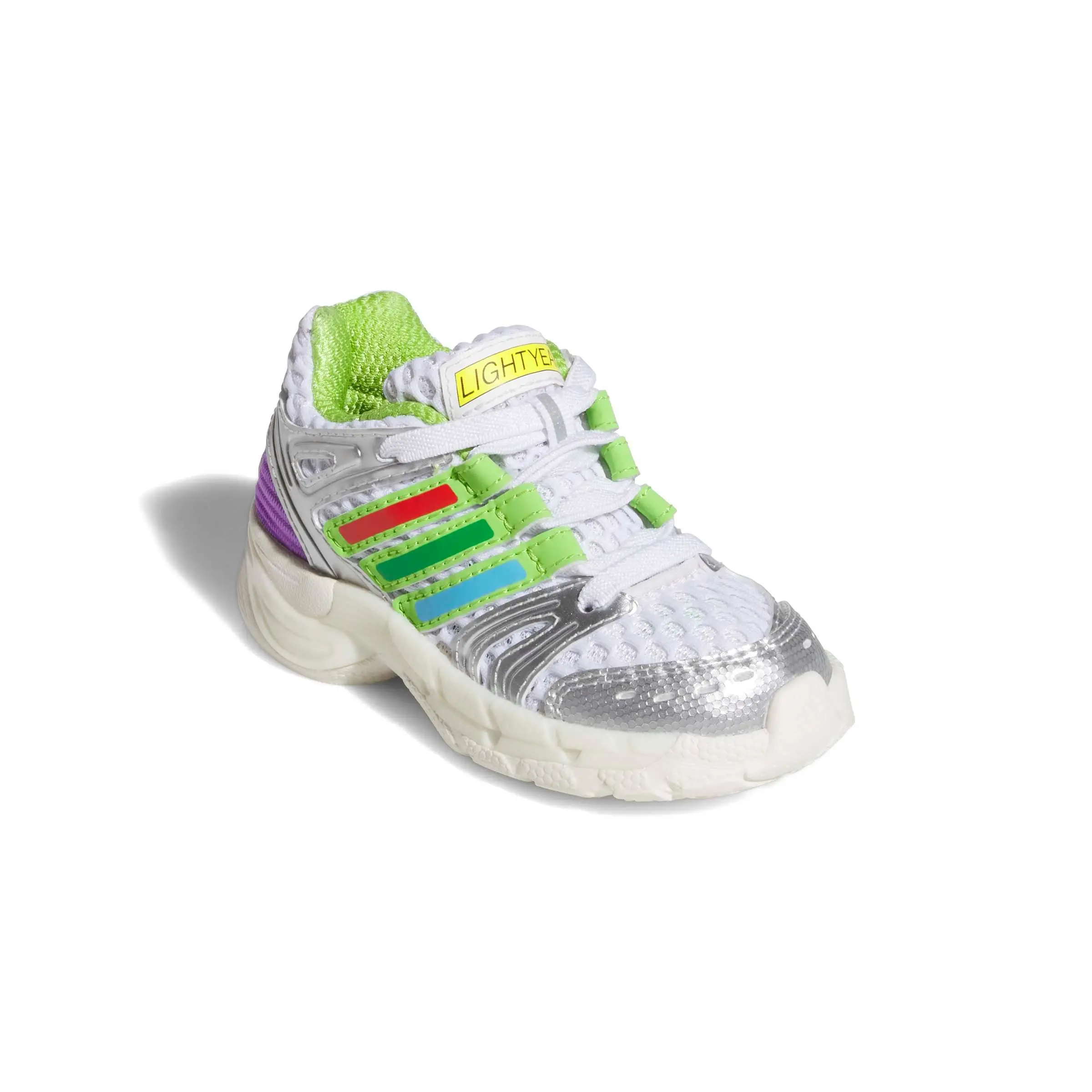 adidas Originals Pixar Toy Story Adistar Control 5 EL "White/Solar Slime/Silver" Infant Boys' Shoe - WHITE/SLIME/SILVER