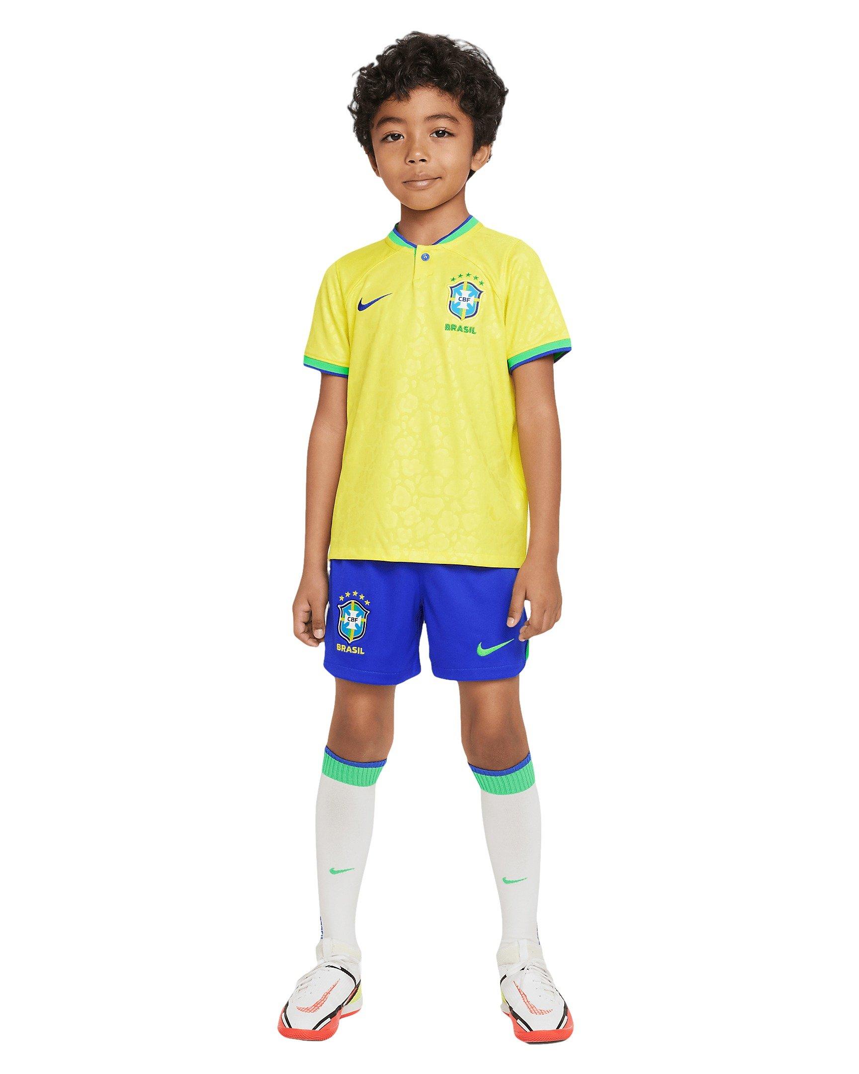 Nike Big Kids' Dri-FIT Brazil 2022/23 Home Soccer Kit - YELLOW Thumbnail View 1
