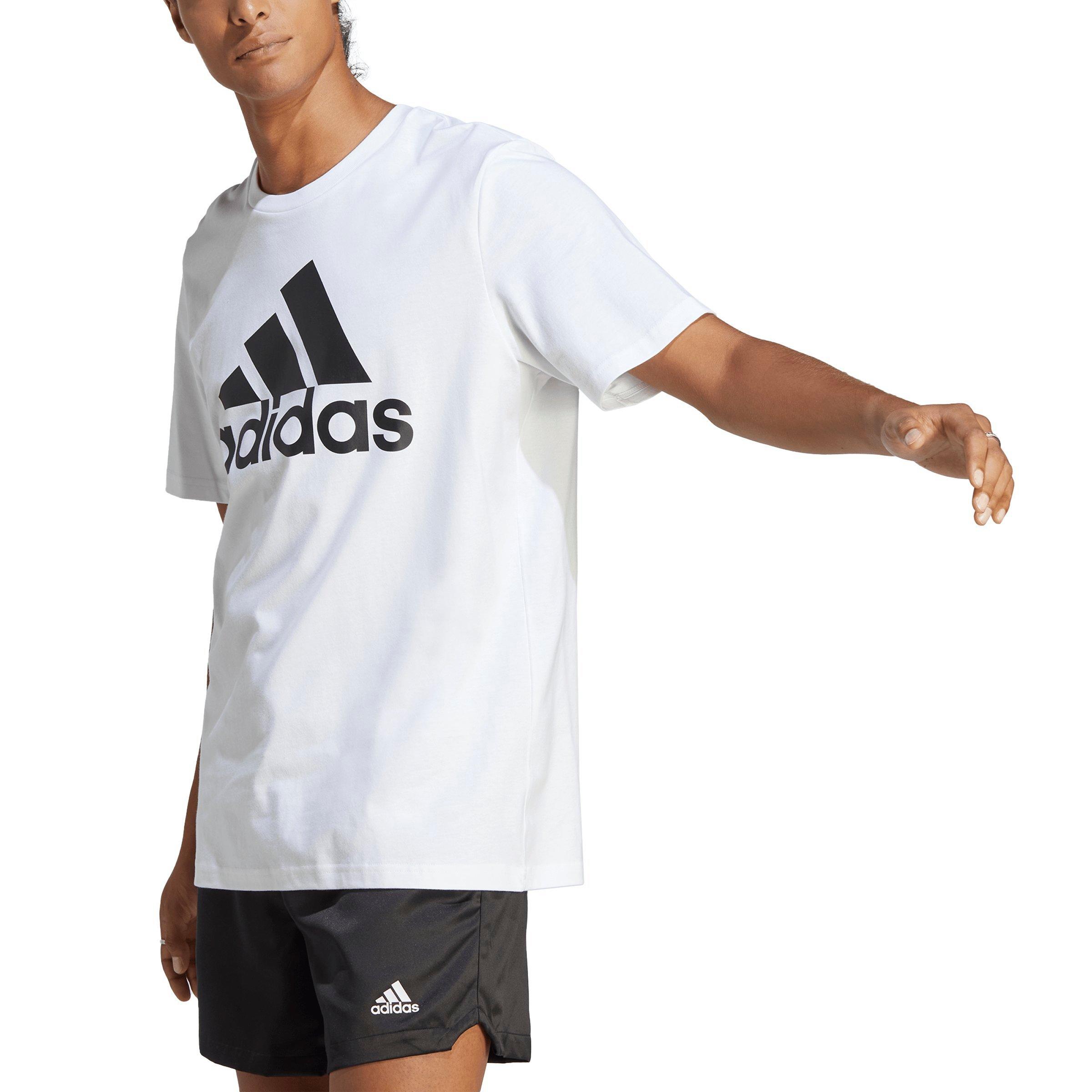 adidas Men\'s Essentials Single Hibbett T-Shirt-Black/White Gear City Logo Big Jersey - 