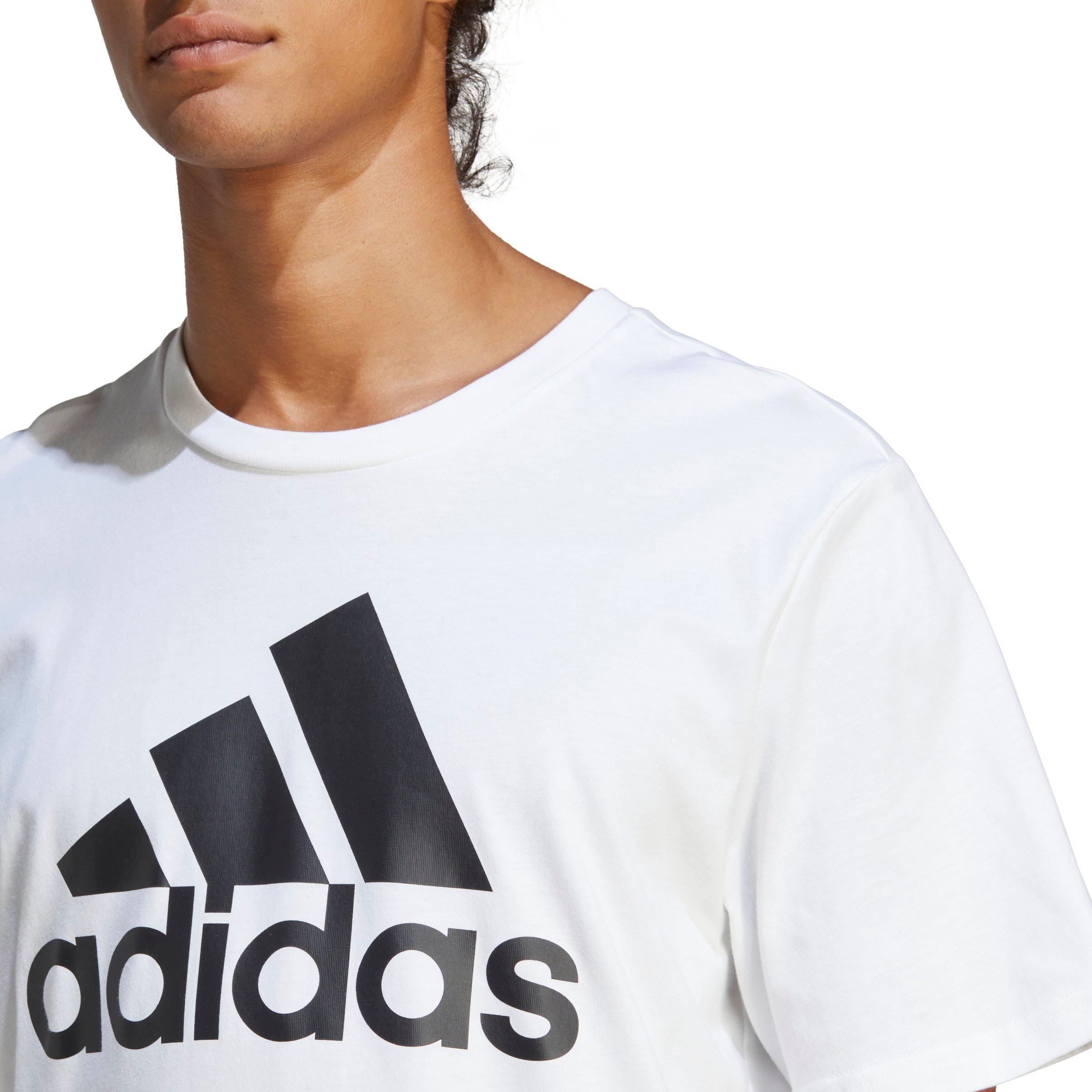 adidas Men\'s Essentials Single | Gear - Big Logo City Jersey Hibbett T-Shirt-Black/White