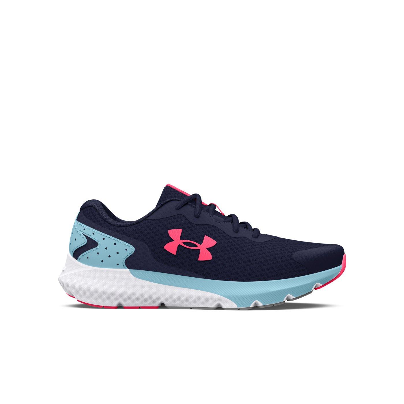 Under Armour Charged Rogue 3 "Midnight Navy/Blizzard" Grade School Girls' Running Shoe - NAVY/BLIZZARD Thumbnail View 1