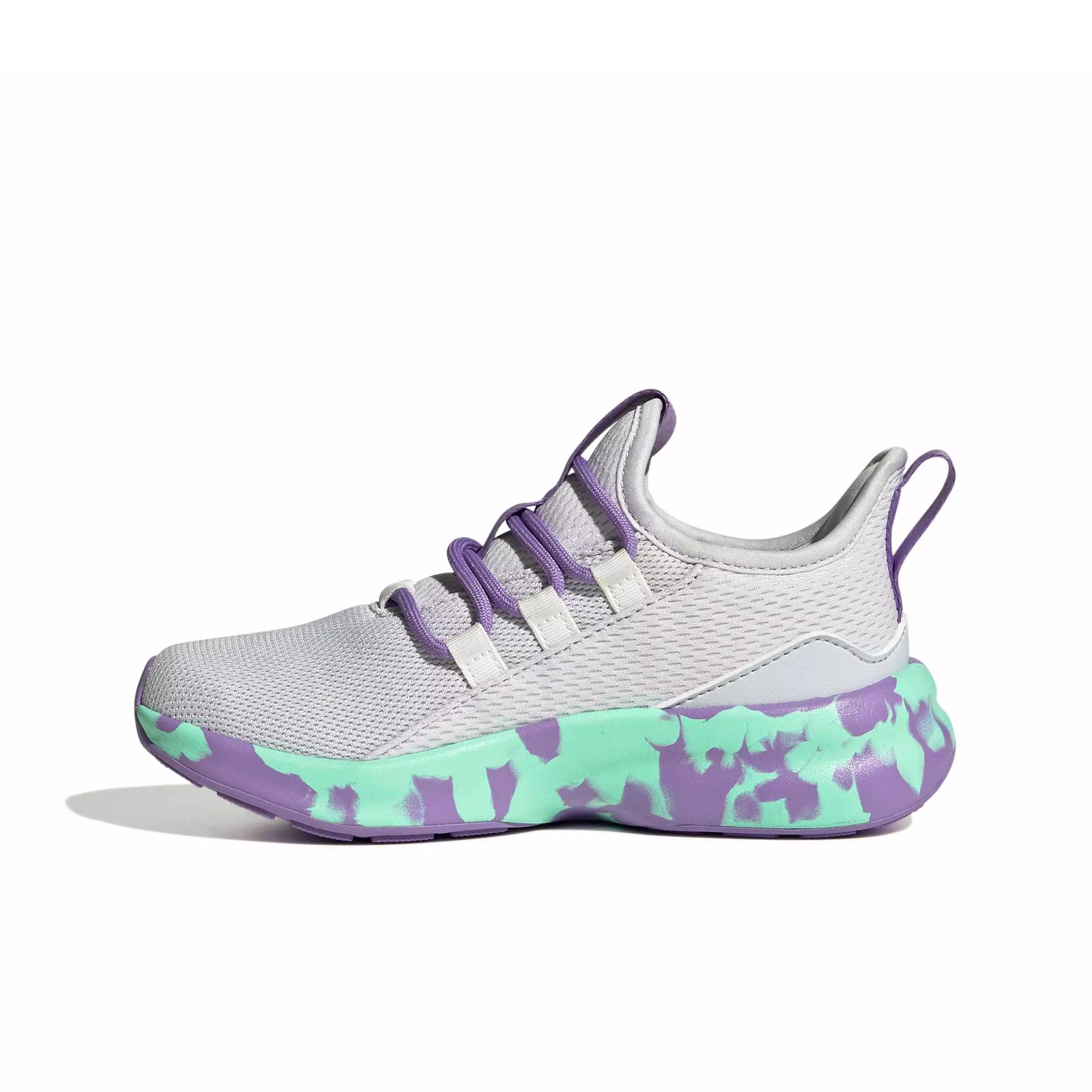 adidas Lite Racer Adapt 8.0 "Dash Grey/Violet Fusion/Pulse Mint" Grade School Girls' Shoe - GREY/VIOLET/MINT