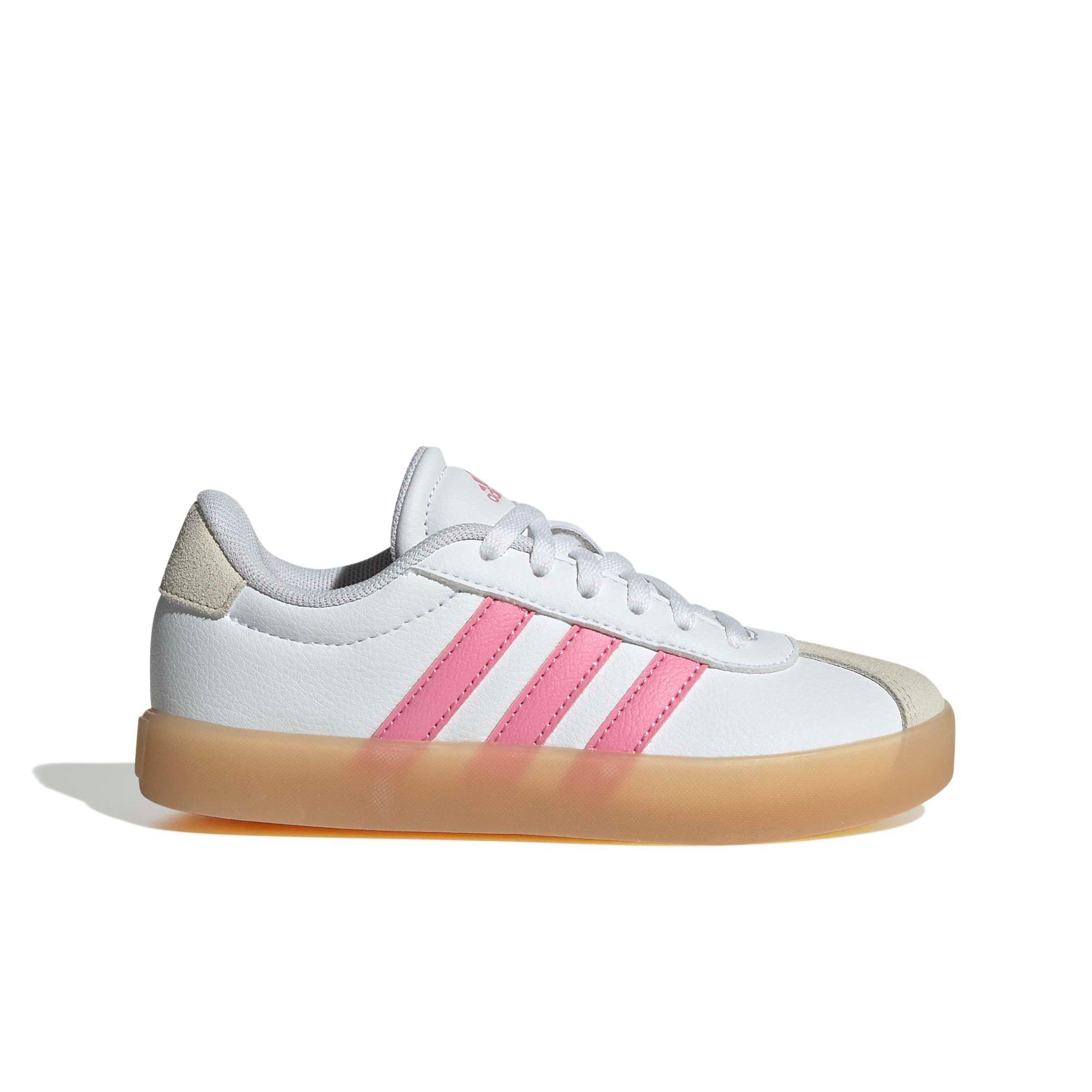 adidas VL Court 3.0 "Ftwr White/Bliss Pink/Alumina" Grade School Girls' Shoe - WHITE/PINK/ALUMINA