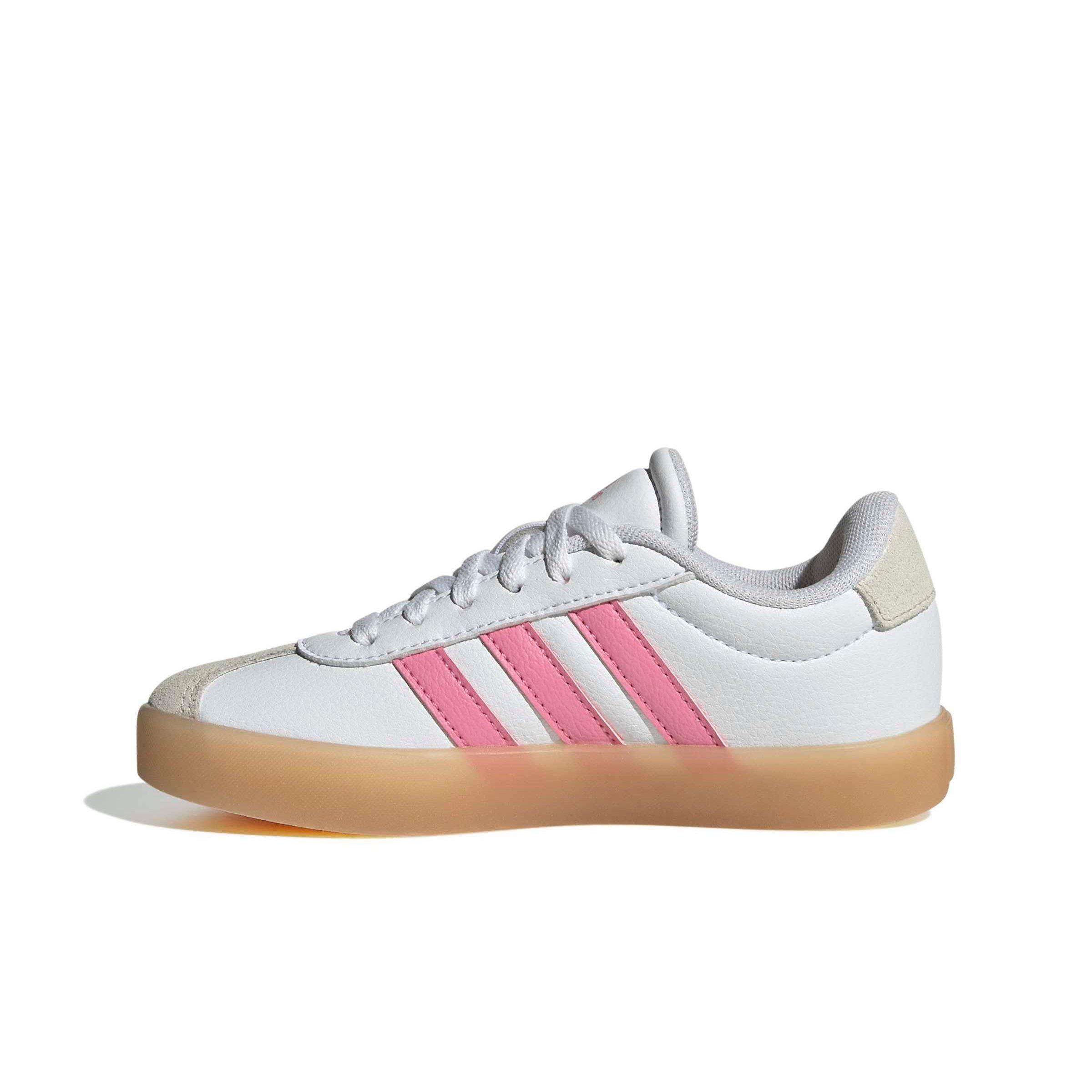 adidas VL Court 3.0 "Ftwr White/Bliss Pink/Alumina" Grade School Girls' Shoe - WHITE/PINK/ALUMINA