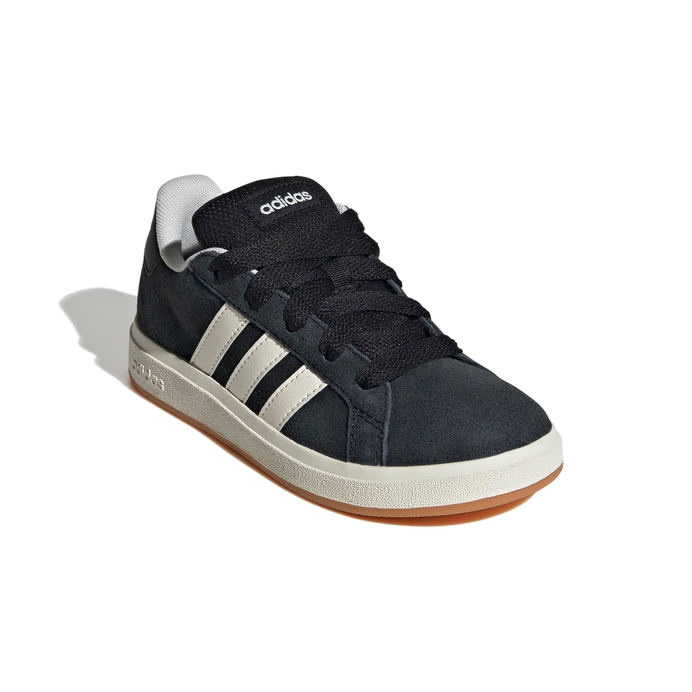 adidas Grand Court 00s "Core Black/Off White/Gum 10" Grade School Boys' Shoe - BLACK/OFF WHITE/GUM