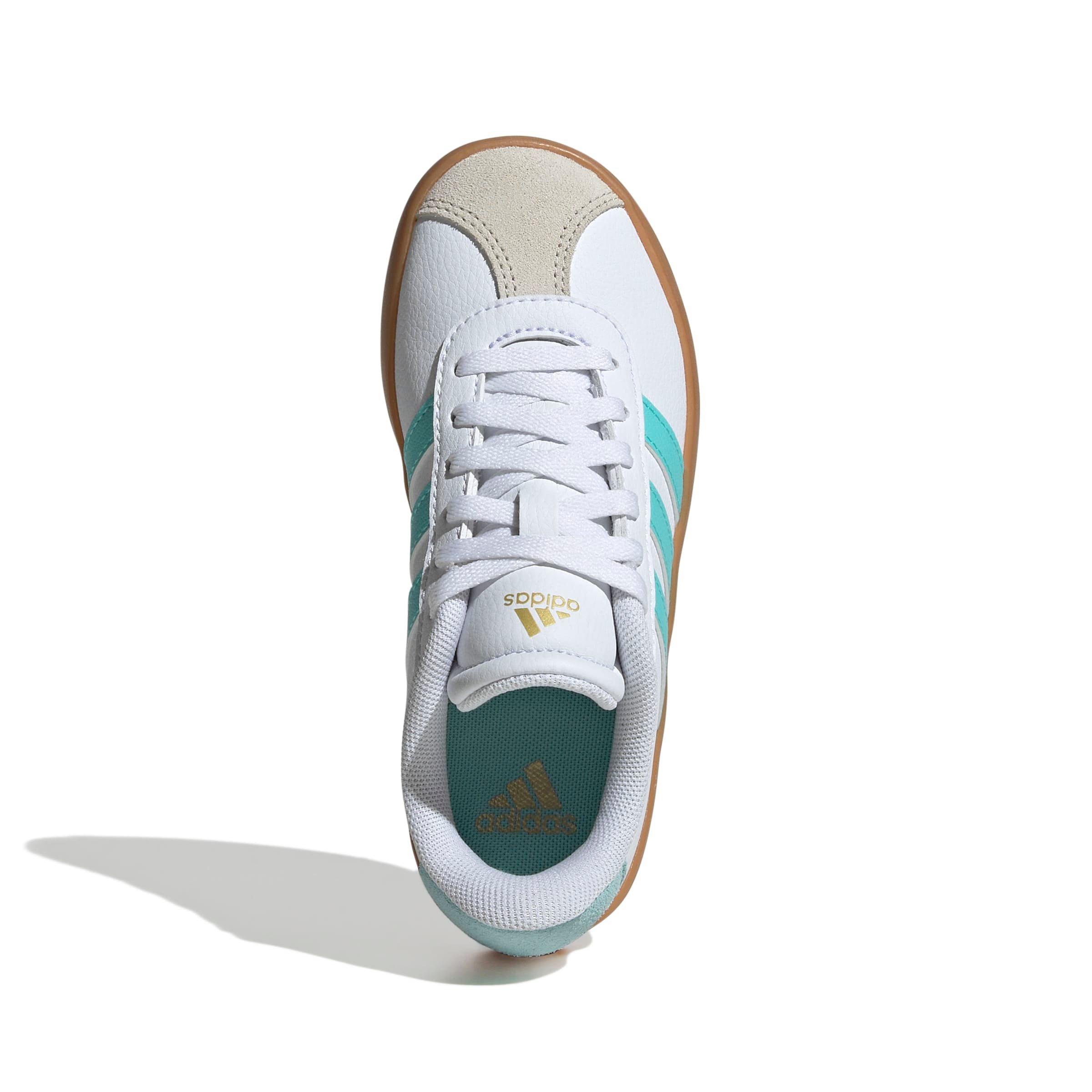 adidas VL Court 3.0 "Ftwr White/Flash Aqua/Alumina" Grade School Girls' Shoe - WHITE/AQUA/ALUMINA