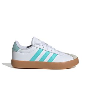 adidas VL Court 3.0 "Ftwr White/Flash Aqua/Alumina" Grade School Girls' Shoe - WHITE/AQUA/ALUMINA