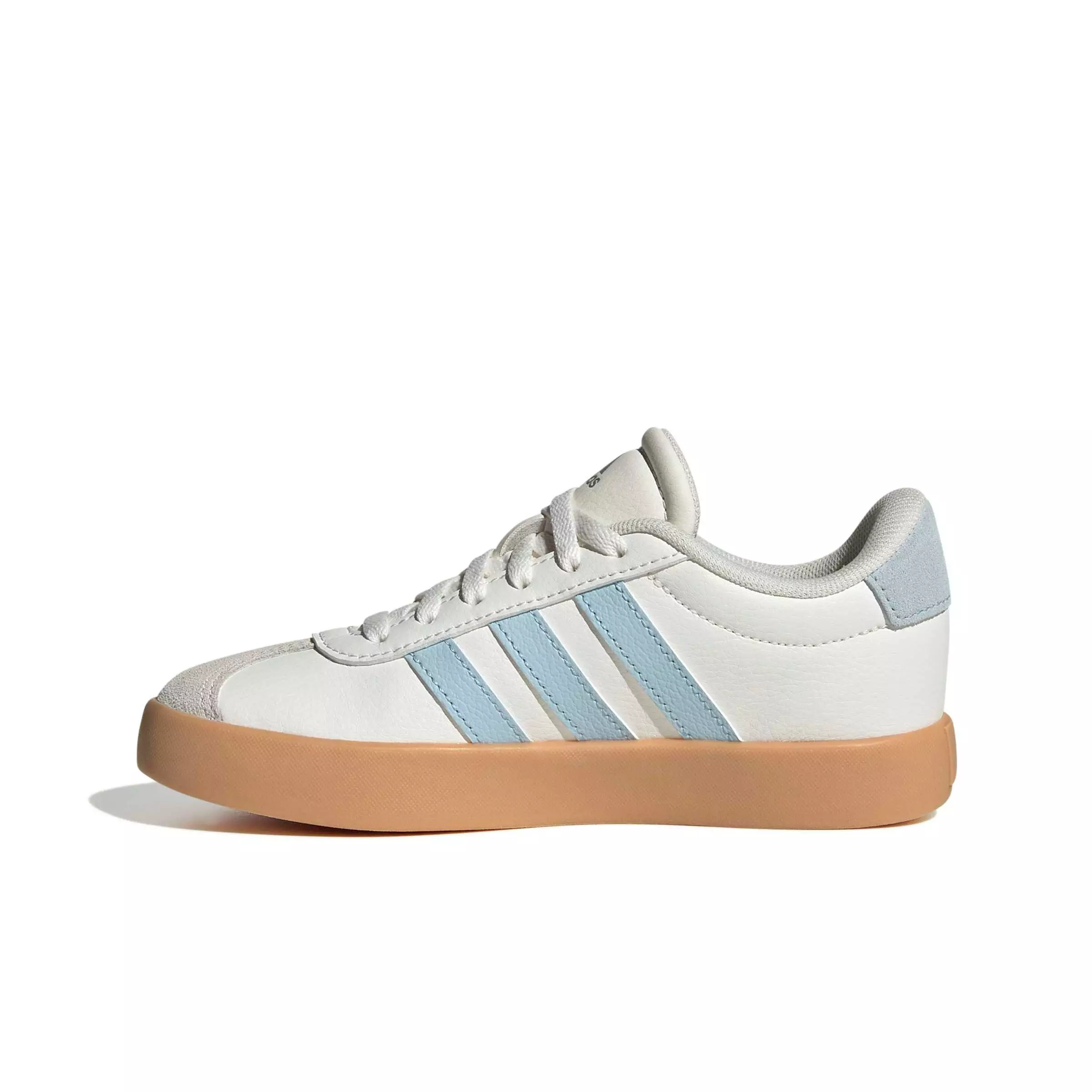 adidas VL Court 3.0 "Core White/Ice Blue/Gum 3" Grade School Girls' Shoe - WHITE/BLUE/GUM