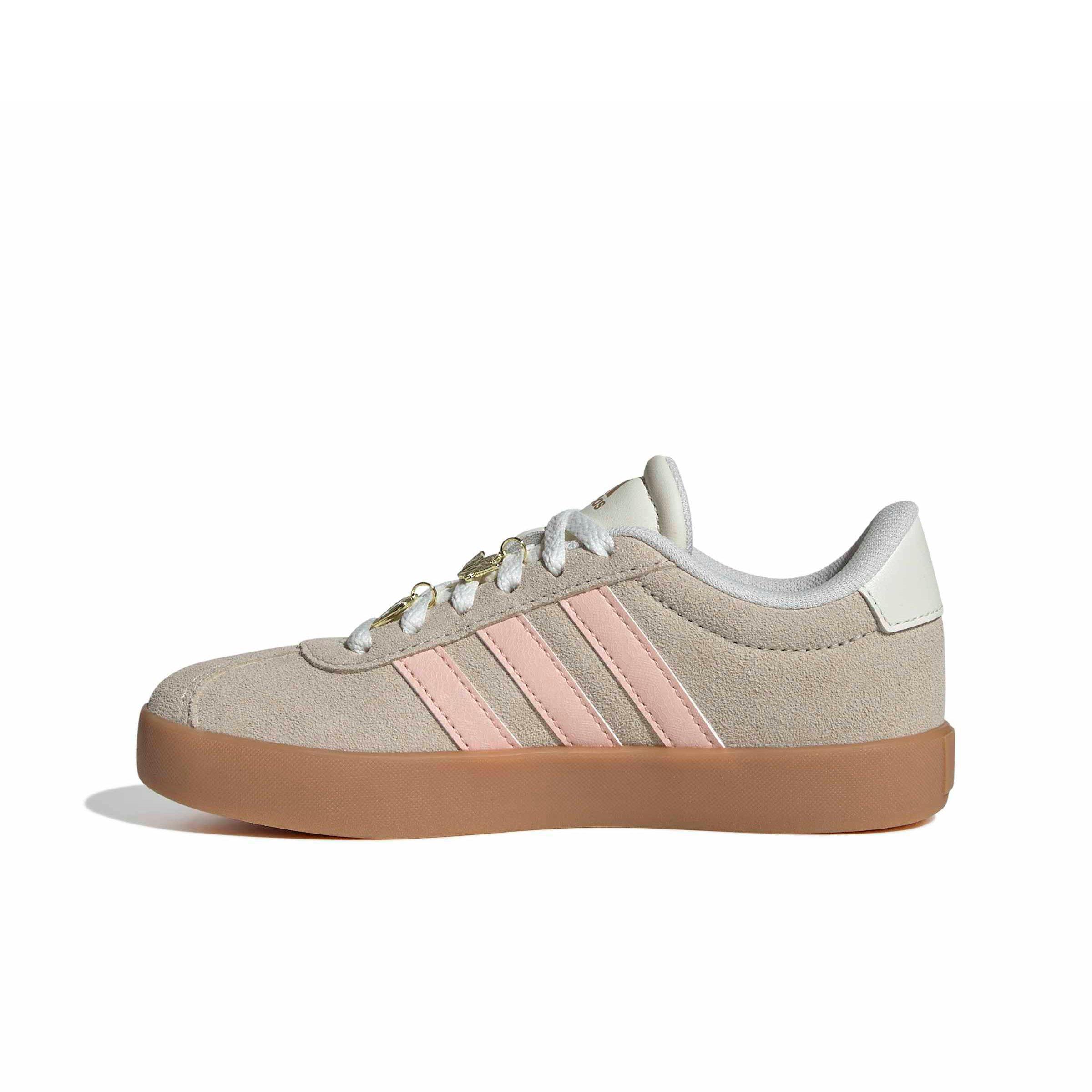 adidas VL Court 3.0 "Crystal Linen/Blush Pink/Off White" Grade School Girls' Shoe - LINEN/PINK/OFF WHITE