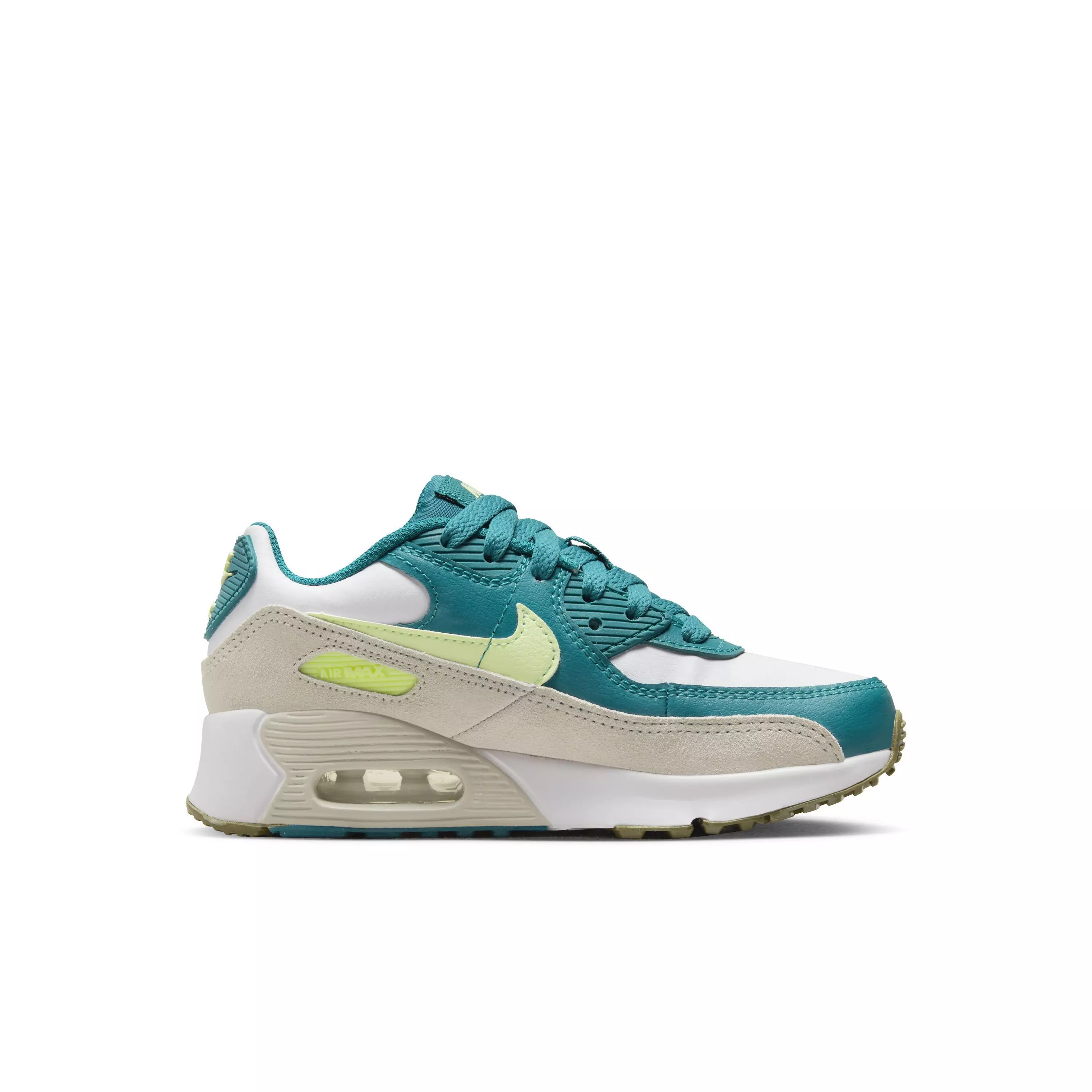 Nike Air Max 90 LTR "White/Barely Volt/Bright Spruce/Phantom" Preschool Boys' Shoe - WHITE/VOLT/SPRUCE/PHANTOM
