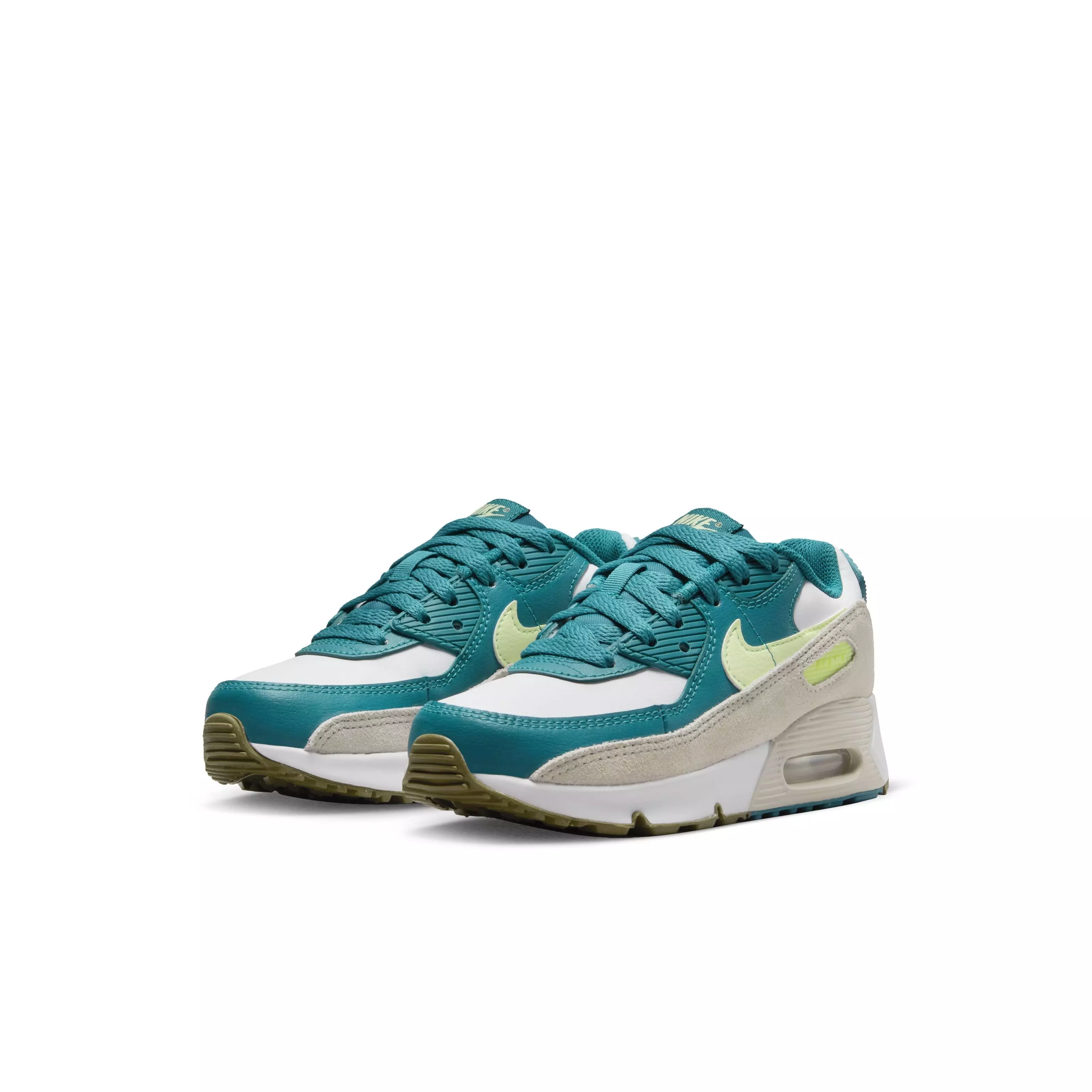 Nike Air Max 90 LTR "White/Barely Volt/Bright Spruce/Phantom" Preschool Boys' Shoe - WHITE/VOLT/SPRUCE/PHANTOM