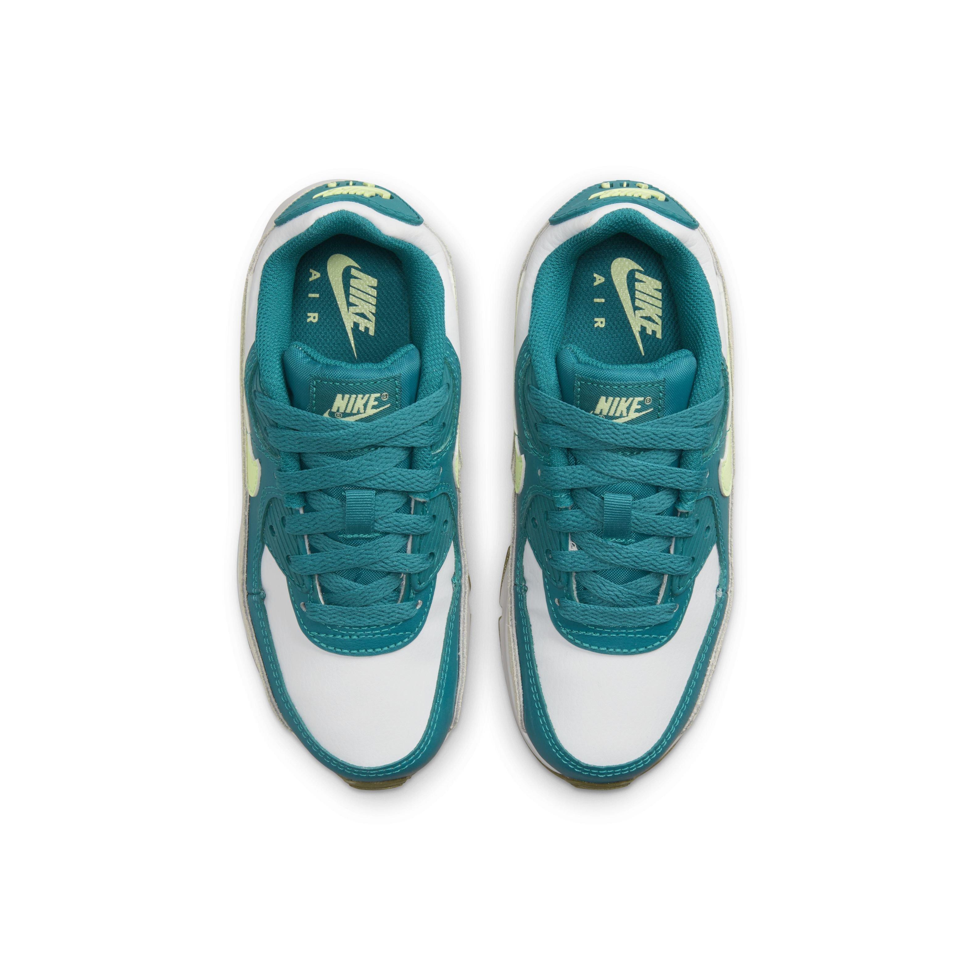 Nike Air Max 90 LTR "White/Barely Volt/Bright Spruce/Phantom" Preschool Boys' Shoe - WHITE/VOLT/SPRUCE/PHANTOM Thumbnail View 4