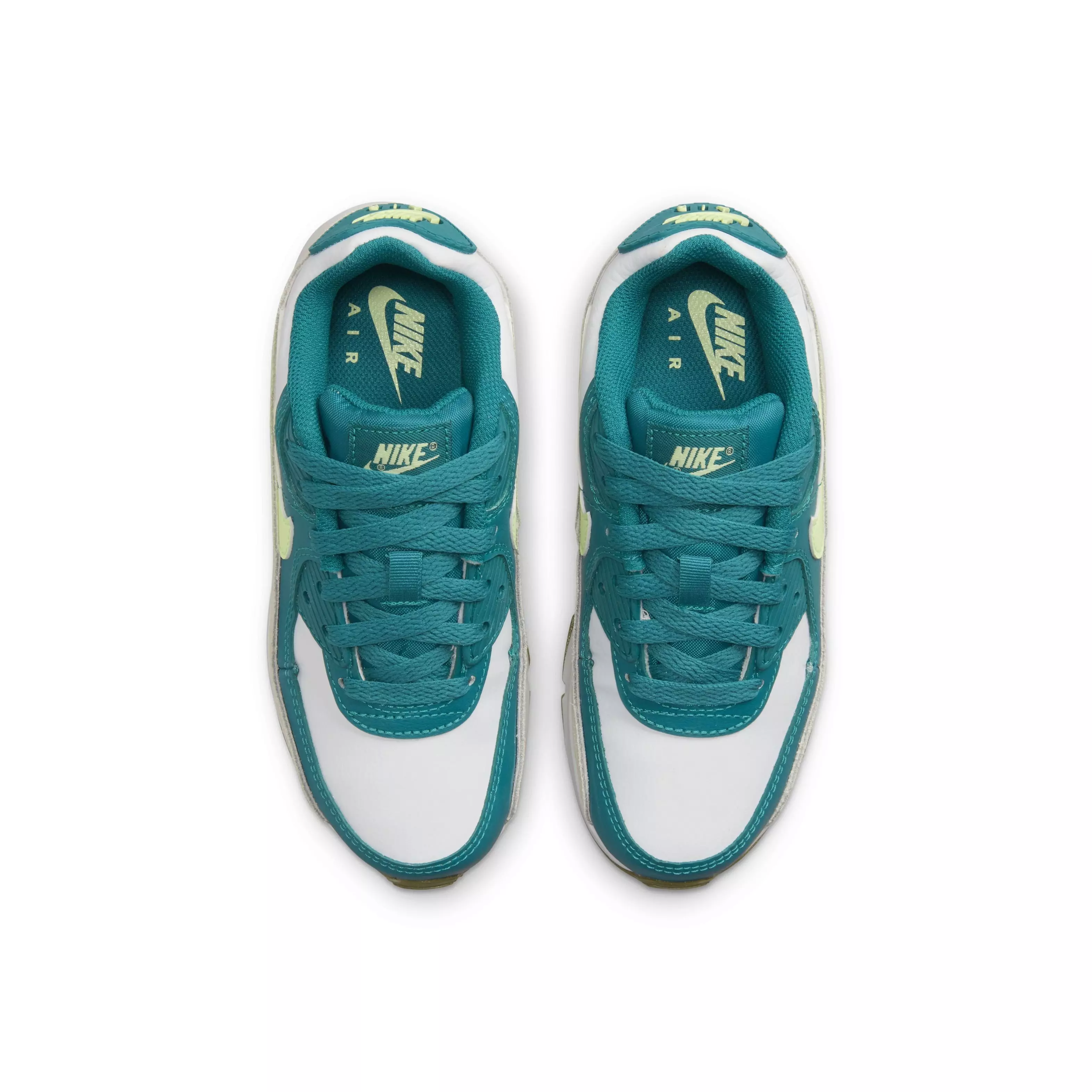 Nike Air Max 90 LTR "White/Barely Volt/Bright Spruce/Phantom" Preschool Boys' Shoe - WHITE/VOLT/SPRUCE/PHANTOM
