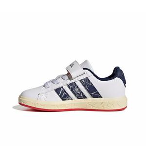 adidas Marvel Spider-Man Grand Court "Ftwr White/Dark Blue/Warm Vanilla" Grade School Boys' Shoe - WHITE/DK BLUE/VANILLA