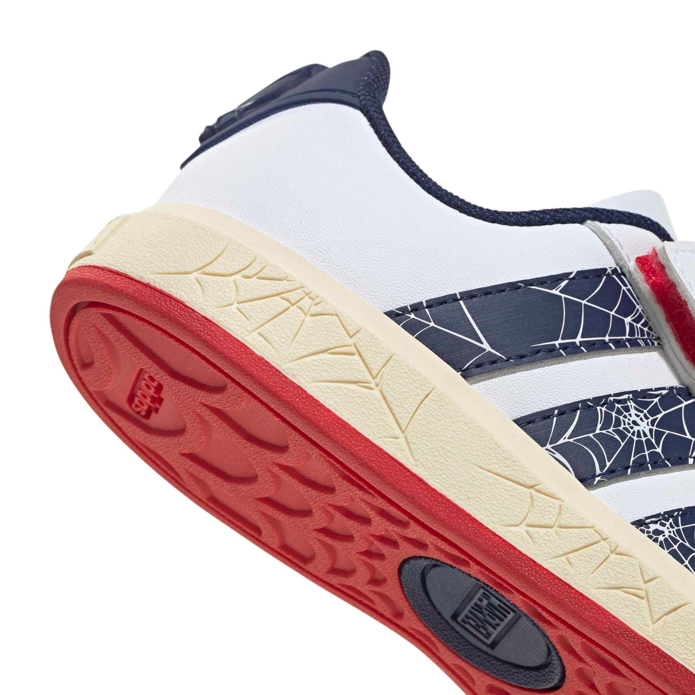 adidas Marvel Spider-Man Grand Court "Ftwr White/Dark Blue/Warm Vanilla" Grade School Boys' Shoe - WHITE/DK BLUE/VANILLA