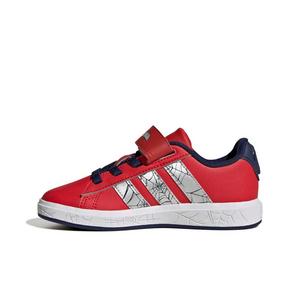 adidas Marvel Spider-Man Grand Court "Pure Ruby/Silver Metallic/Dark Blue" Grade School Boys' Shoe - RUBY/SILVER/DK BLUE
