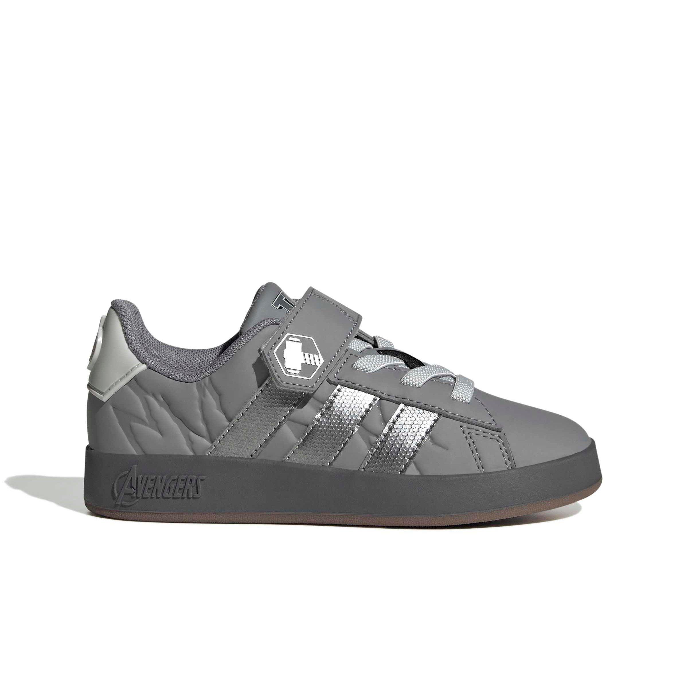 adidas Marvel Avengers Grand Court "Grey Three/Silver Metallic/Grey One" Grade School Boys' Shoe - GREY/SILVER/GREY
