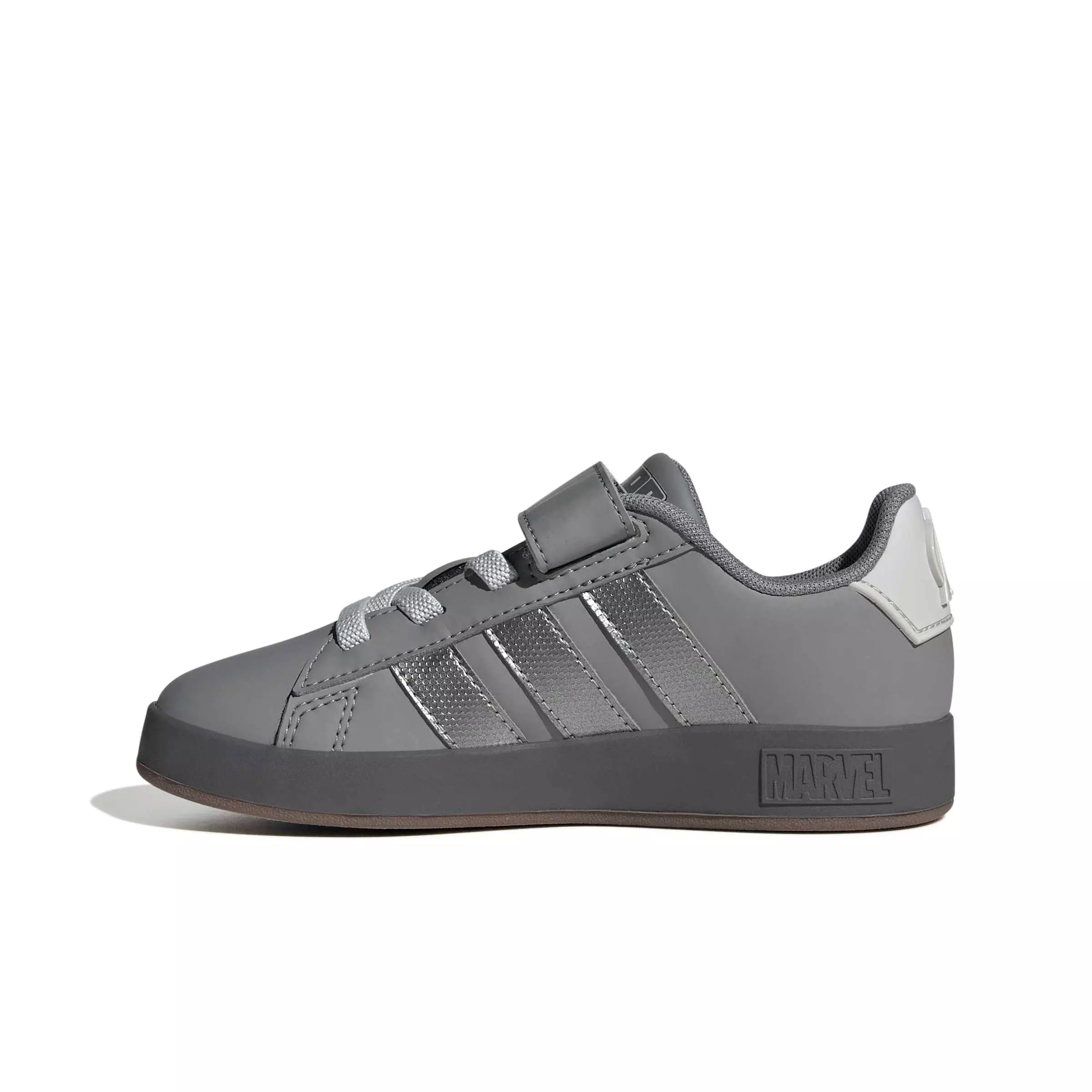 adidas Marvel Avengers Grand Court "Grey Three/Silver Metallic/Grey One" Grade School Boys' Shoe - GREY/SILVER/GREY