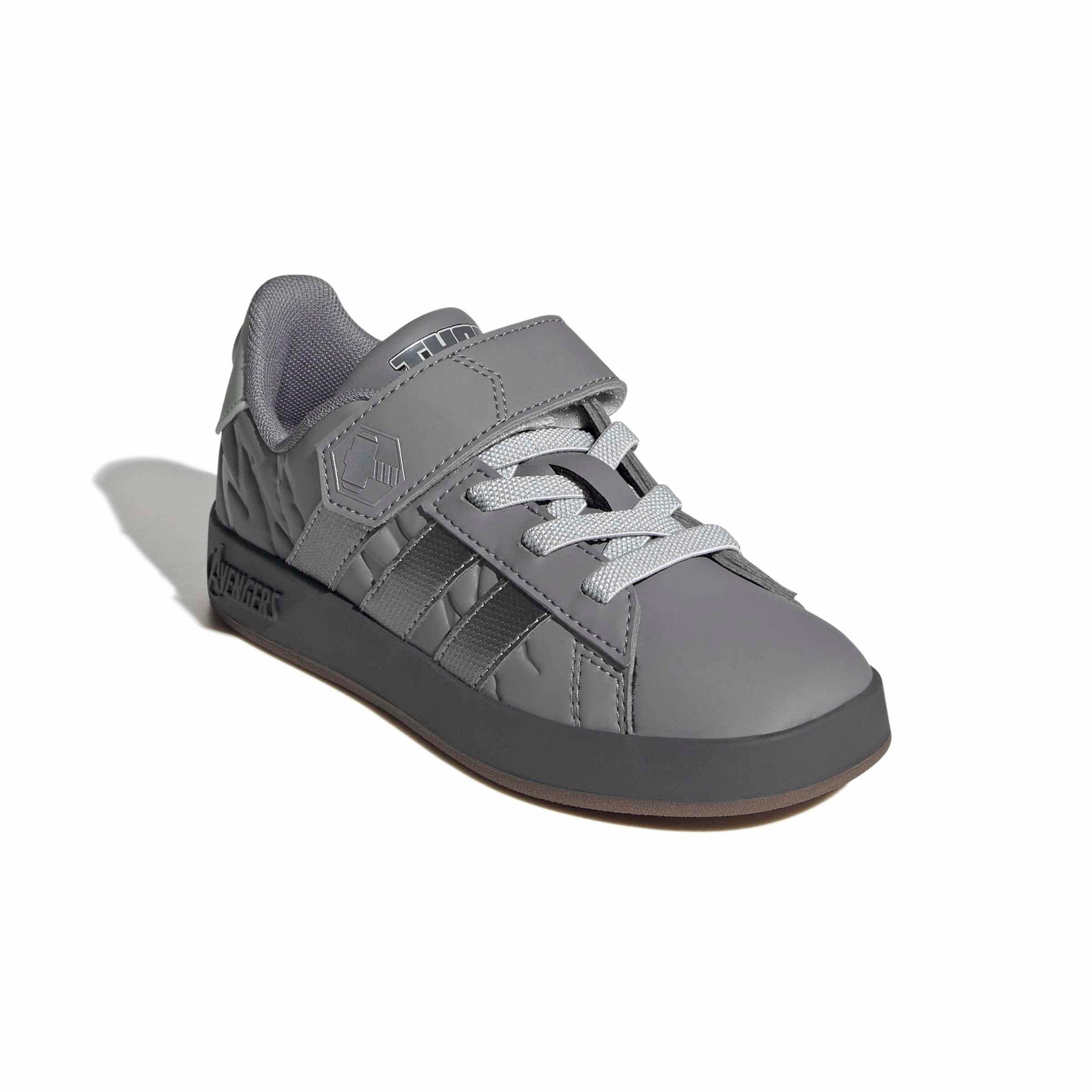 adidas Marvel Avengers Grand Court "Grey Three/Silver Metallic/Grey One" Grade School Boys' Shoe - GREY/SILVER/GREY