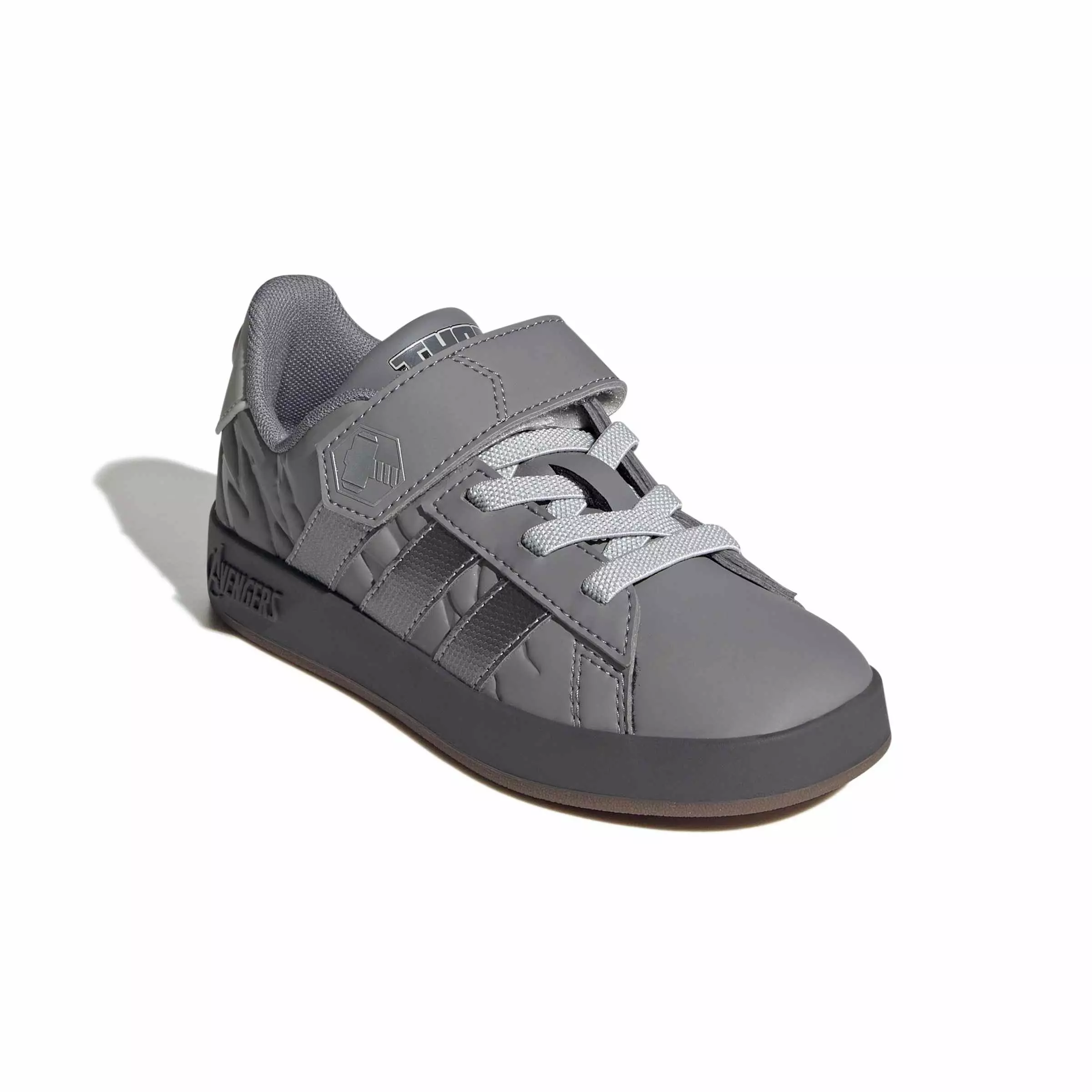 adidas Marvel Avengers Grand Court "Grey Three/Silver Metallic/Grey One" Grade School Boys' Shoe - GREY/SILVER/GREY
