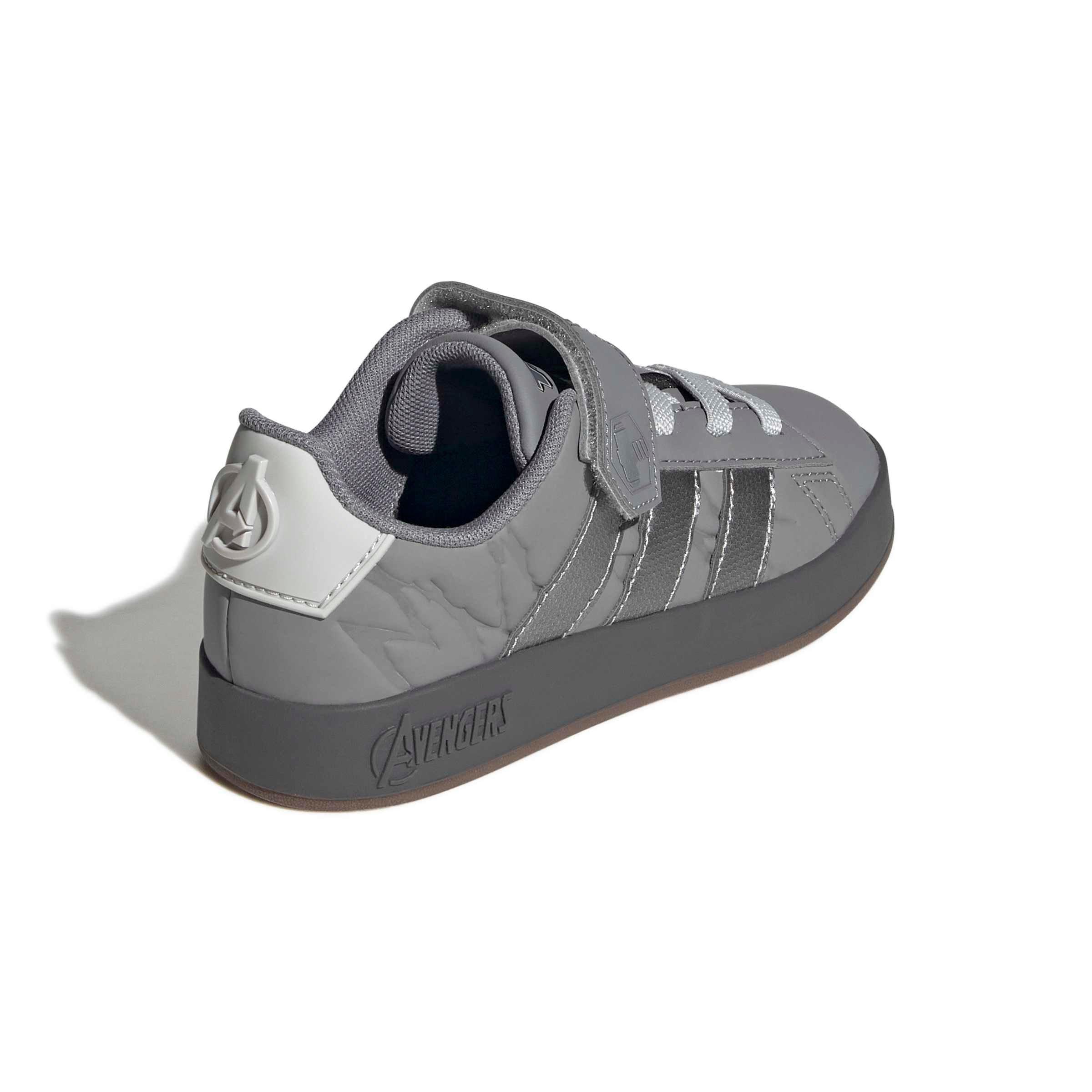 adidas Marvel Avengers Grand Court "Grey Three/Silver Metallic/Grey One" Grade School Boys' Shoe - GREY/SILVER/GREY