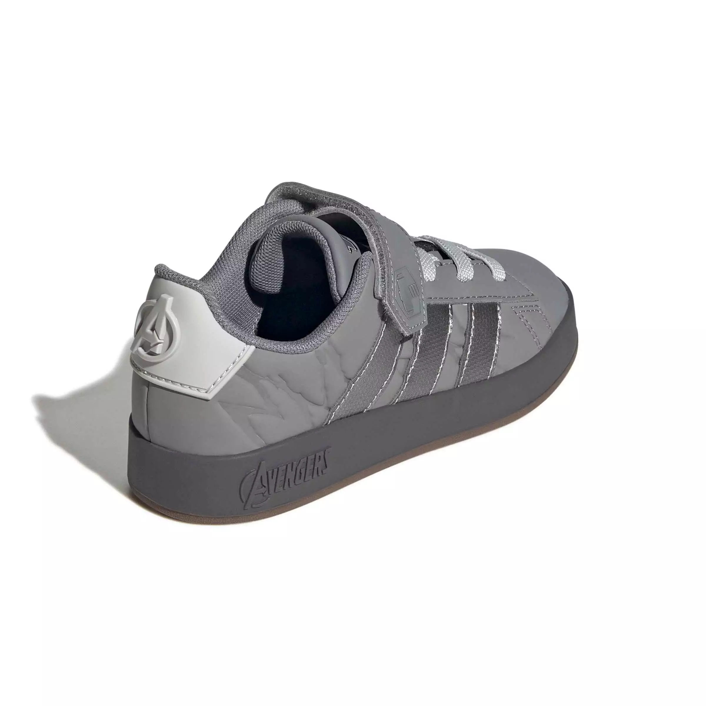 adidas Marvel Avengers Grand Court "Grey Three/Silver Metallic/Grey One" Grade School Boys' Shoe - GREY/SILVER/GREY