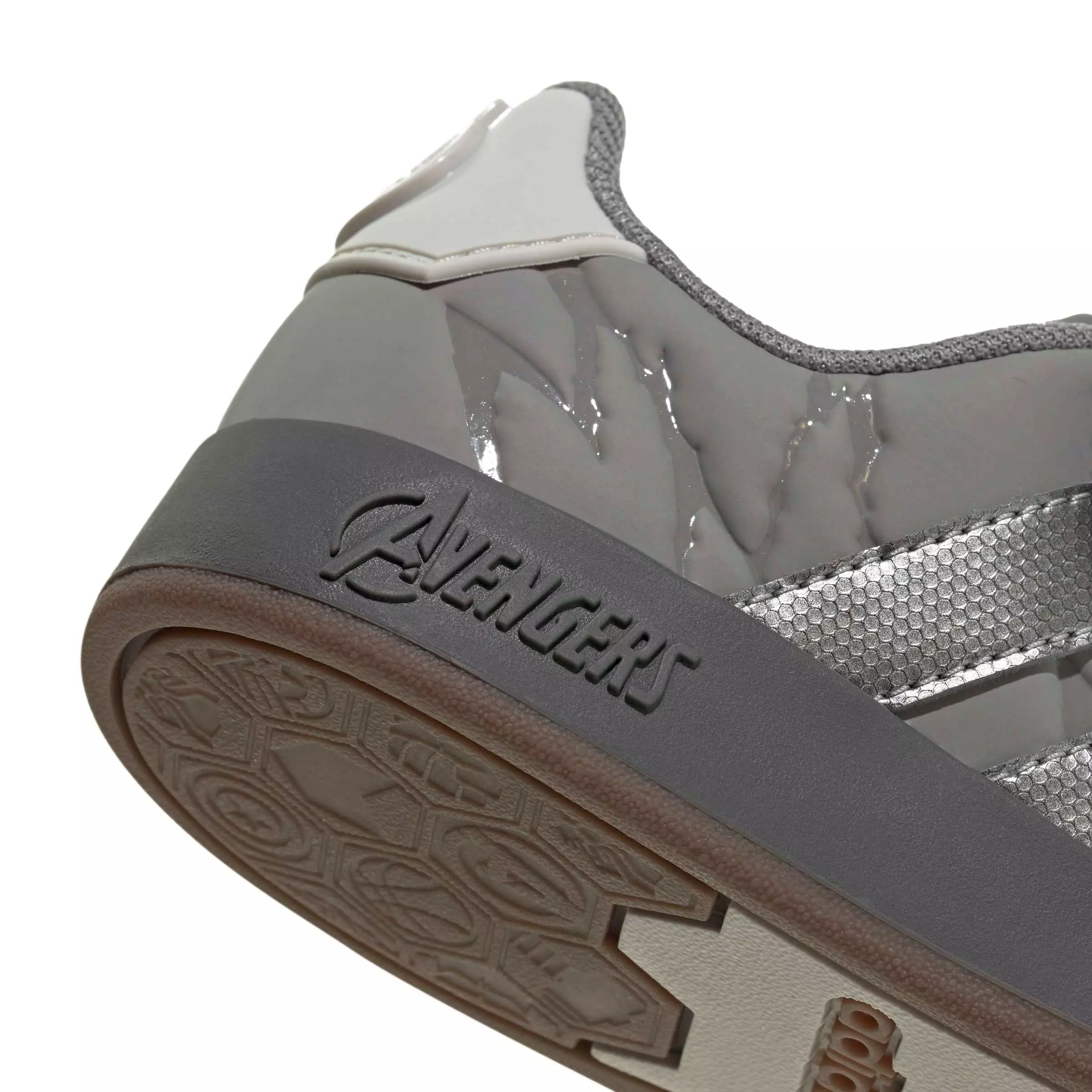 adidas Marvel Avengers Grand Court "Grey Three/Silver Metallic/Grey One" Grade School Boys' Shoe - GREY/SILVER/GREY