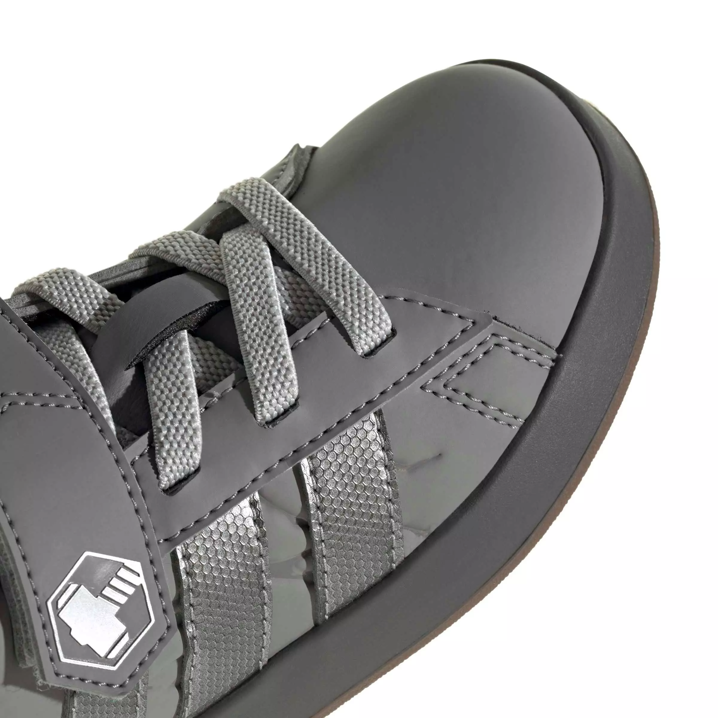adidas Marvel Avengers Grand Court "Grey Three/Silver Metallic/Grey One" Grade School Boys' Shoe - GREY/SILVER/GREY