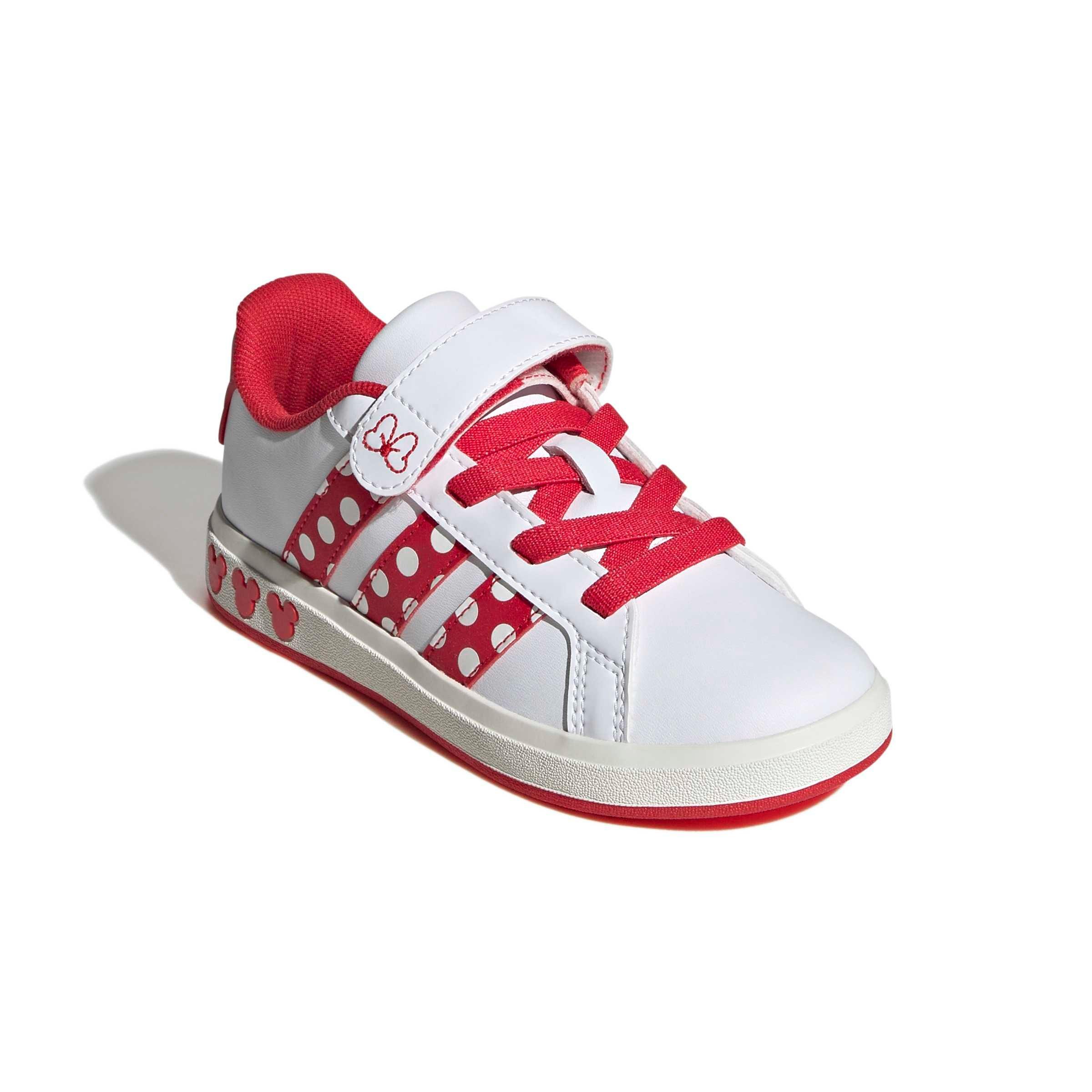 adidas Disney Minnie Mouse Grand Court "Ftwr White/Pure Ruby/Off White" Grade School Girls' Shoe - WHITE/RUBY/OFF WHITE