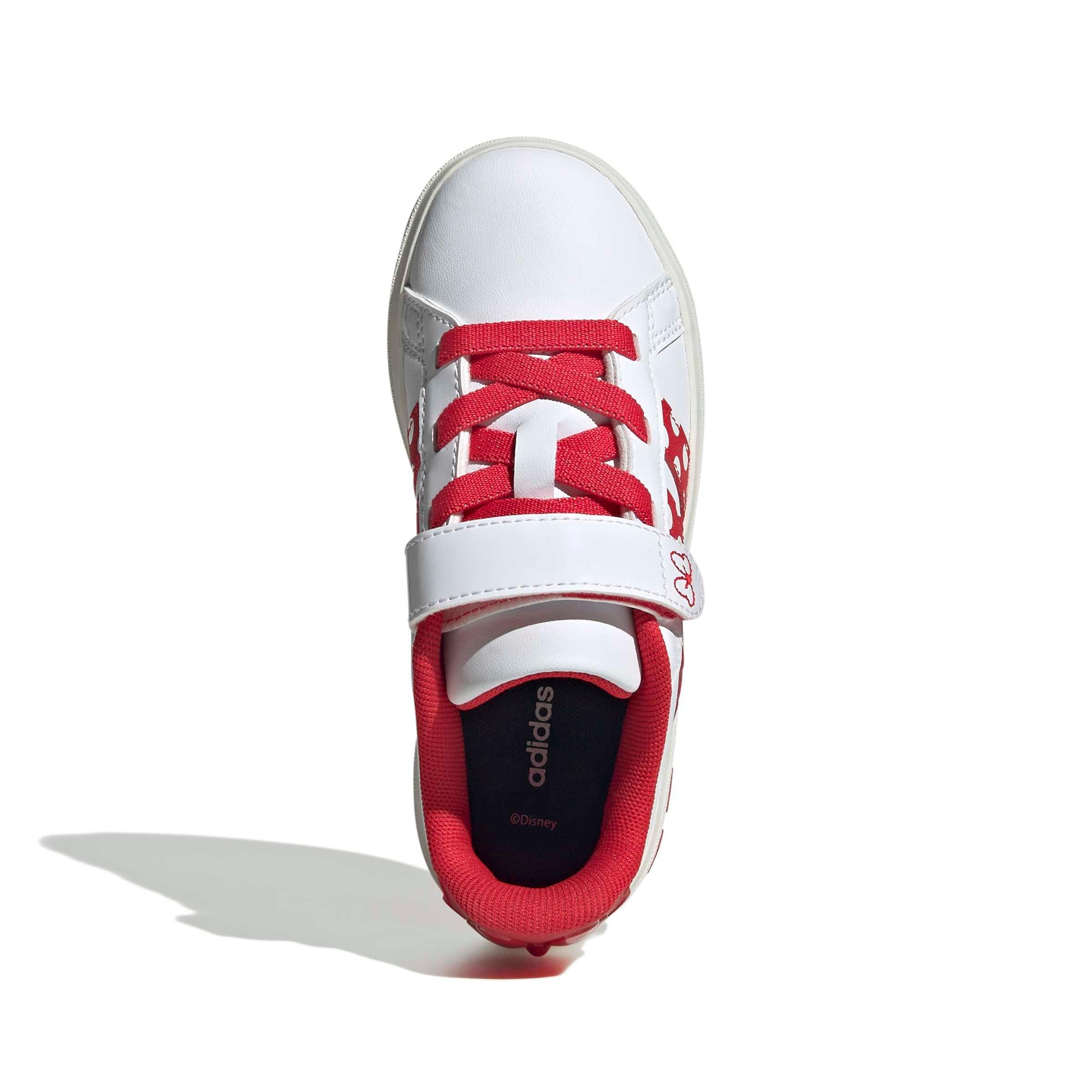 adidas Disney Minnie Mouse Grand Court "Ftwr White/Pure Ruby/Off White" Grade School Girls' Shoe - WHITE/RUBY/OFF WHITE