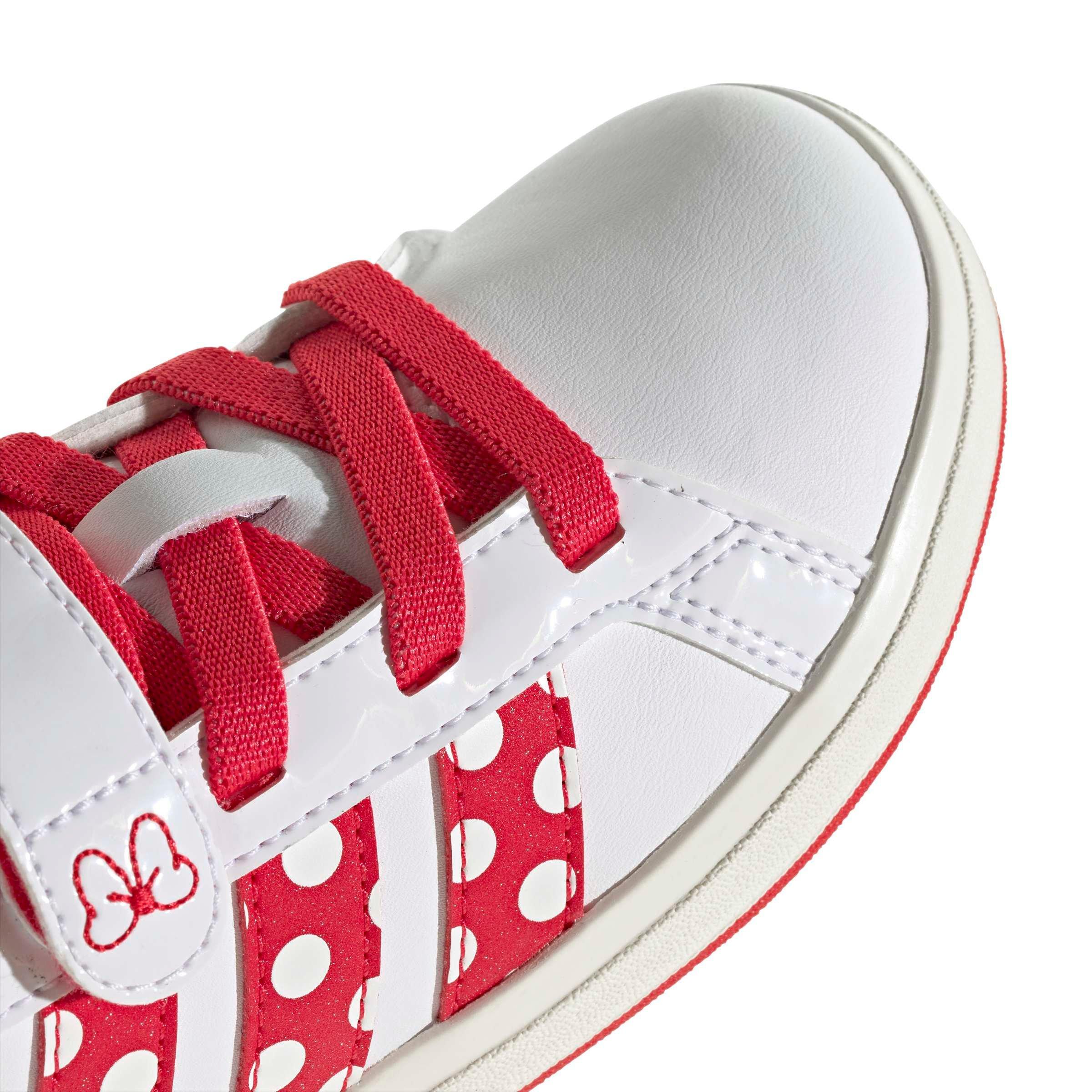 adidas Disney Minnie Mouse Grand Court "Ftwr White/Pure Ruby/Off White" Grade School Girls' Shoe - WHITE/RUBY/OFF WHITE