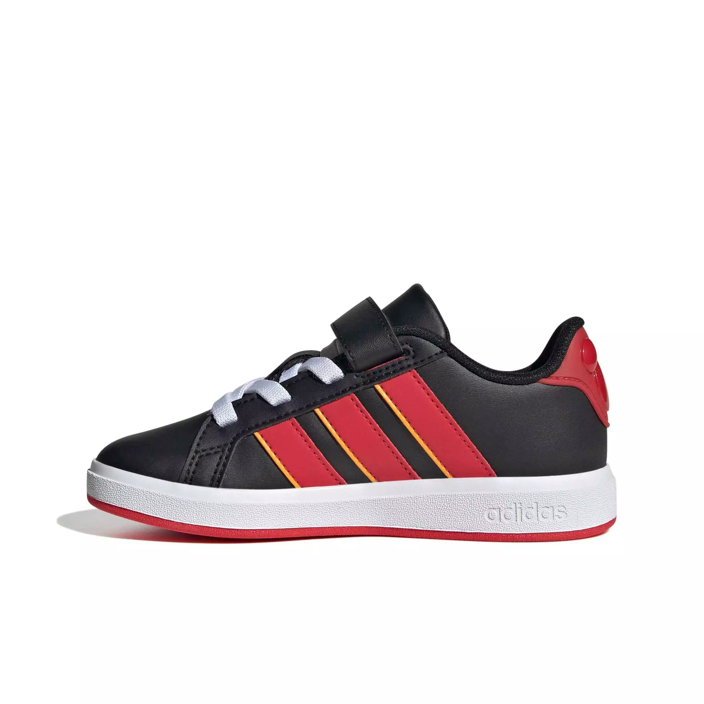 adidas Disney Mickey Mouse Grand Court "Core Black/Pure Ruby/Crew Yellow" Grade School Boys' Shoe - BLACK/RUBY/YELLOW